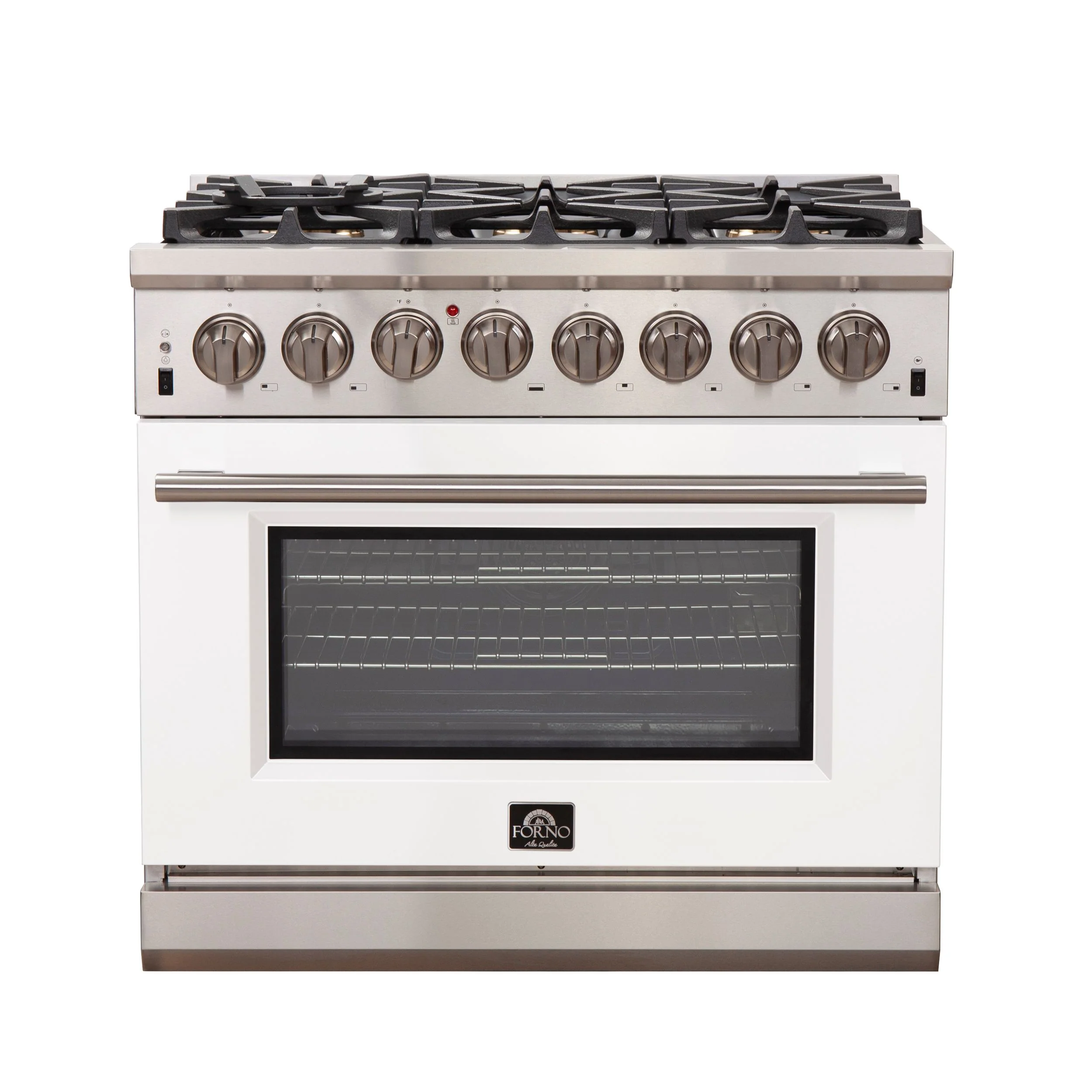 Forno 36 Inch Professional Freestanding Dual Fuel Range in White, FFSGS6187-36WHT - Cheap Abt