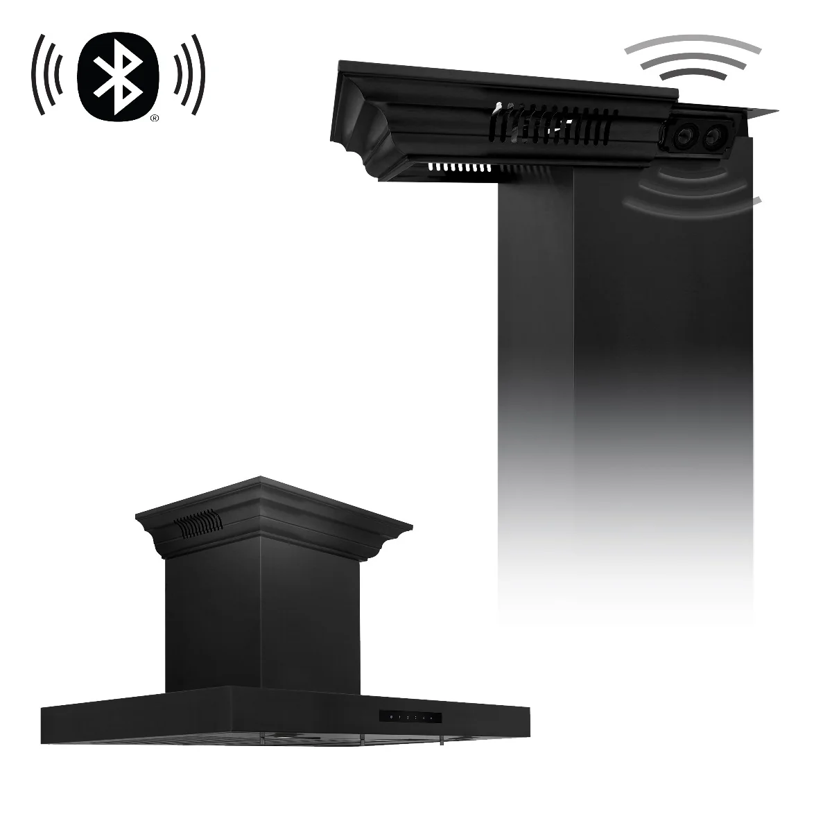 ZLINE 36 in. Wall Mount Range Hood in Black Stainless Steel with BlueTooth Crown Molding, BSKENCRN-BT-36 - Cheap Abt