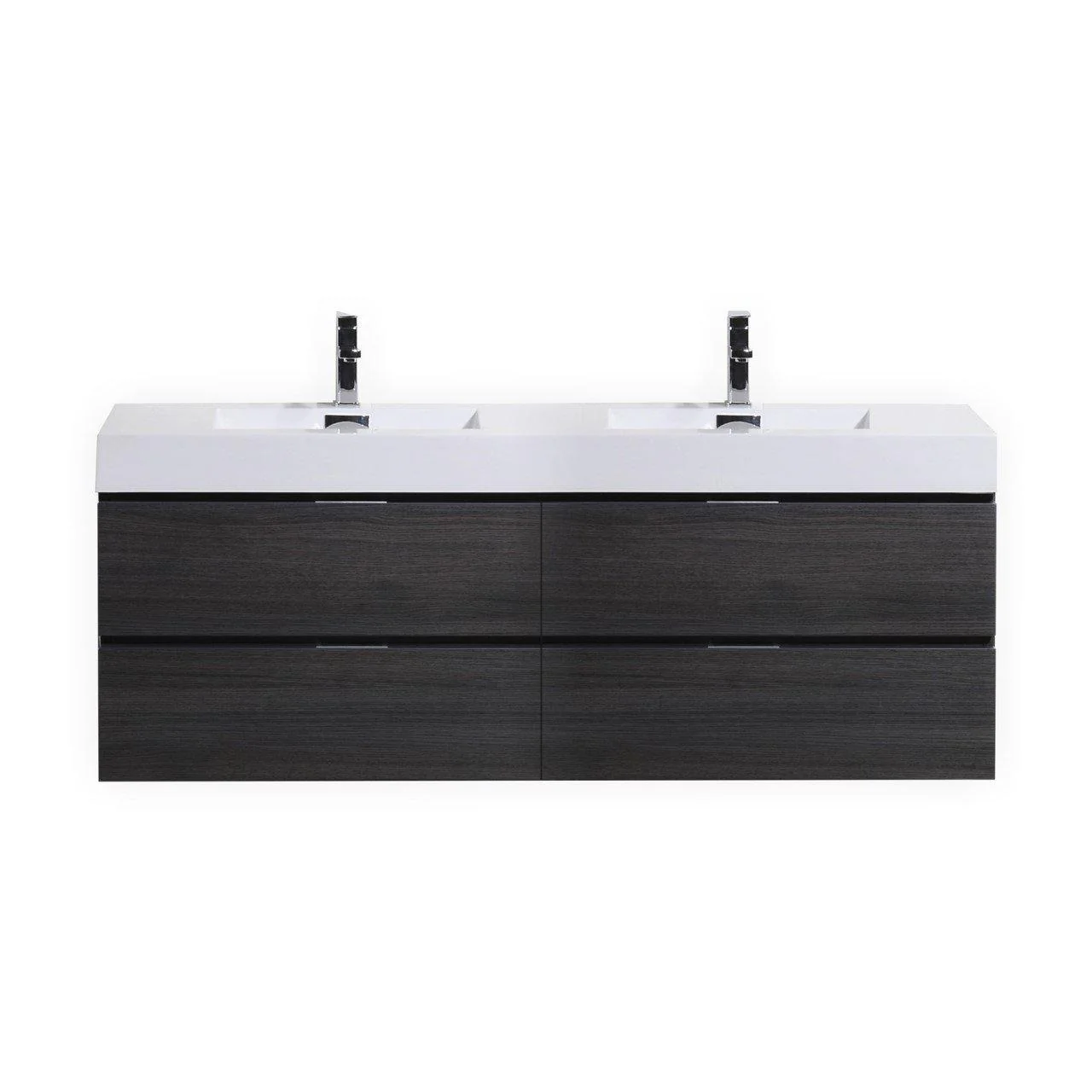 Bliss 80 in. Double Sink Wall Mount Modern Bathroom Vanity - Gray Oak - Cheap Abt