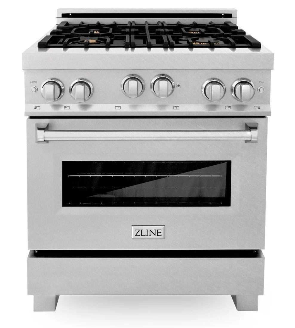 ZLINE 30 in. Professional Gas Burner/Gas Oven in DuraSnow® Stainless with Brass Burners, RGS-SN-BR-30 - Cheap Abt