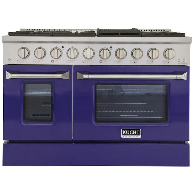 Kucht Professional 48 in. 6.7 cu ft. Propane Gas Range with Blue Door and Silver Knobs, KNG481/LP-B - Cheap Abt