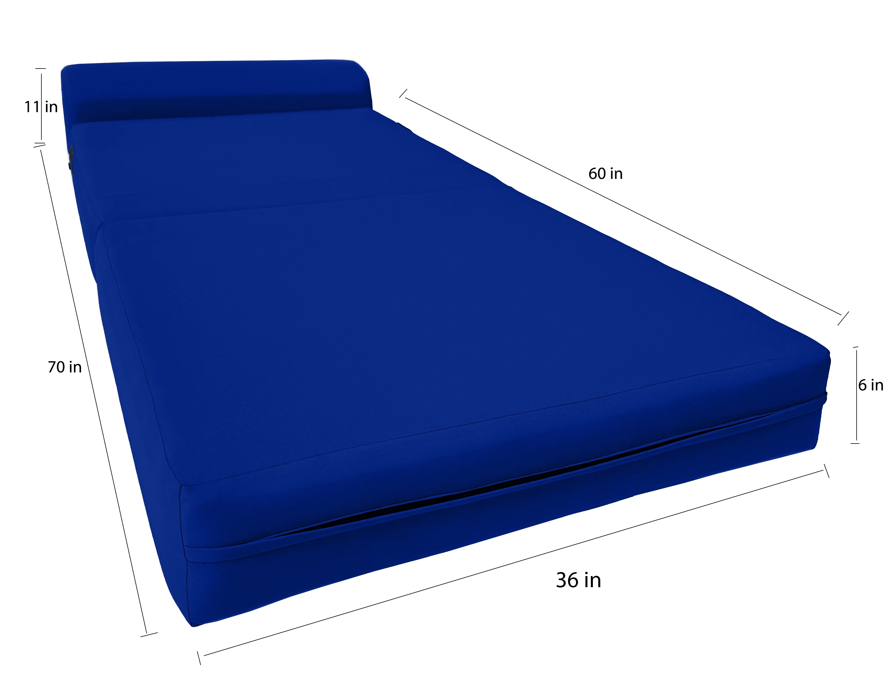 Royal Blue Sleeper Chair Folding Foam Beds. Portable Studio Sofa Guest Bed. 6 x 36 x 70 - Cheap Abt