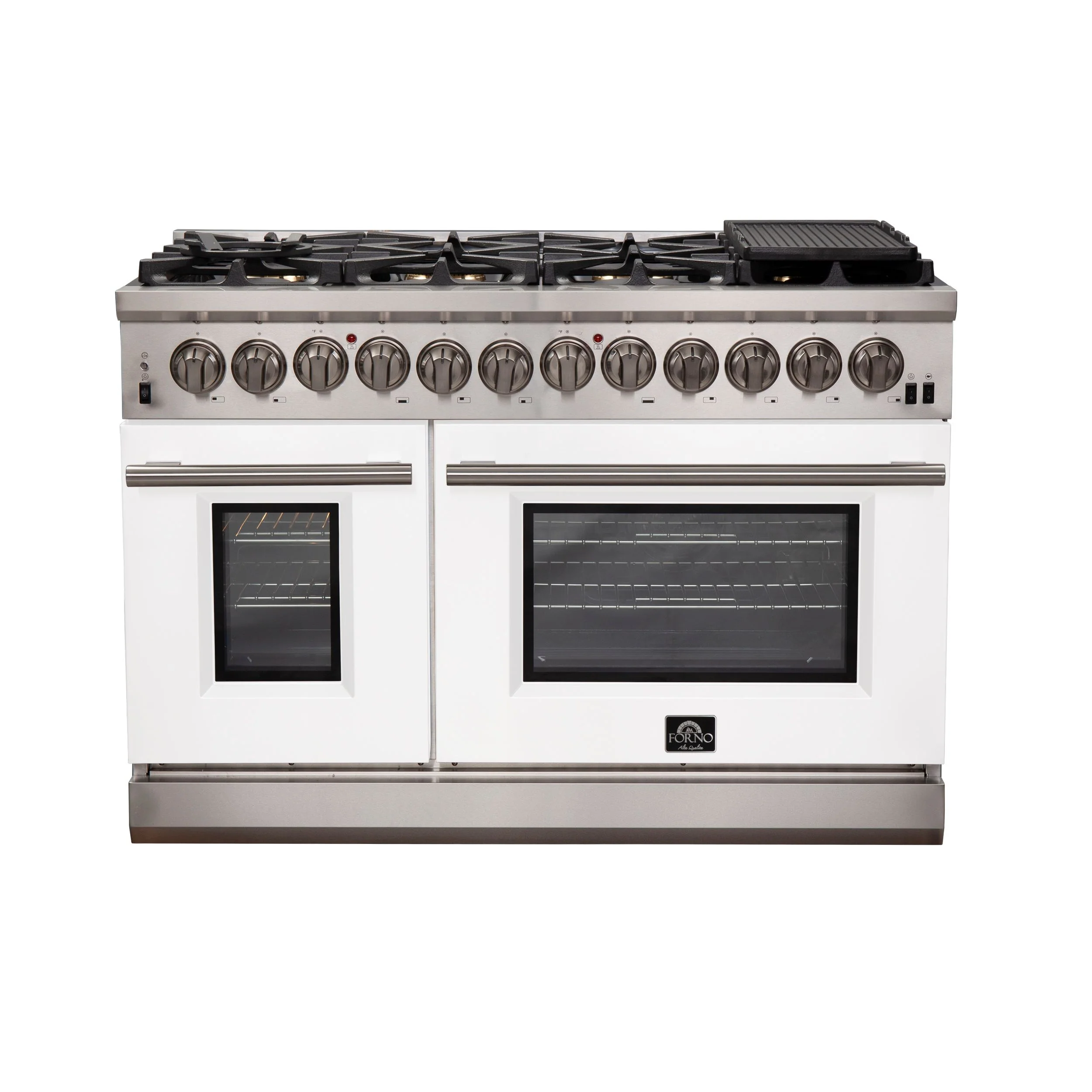 Forno 48 Inch Professional Freestanding Dual Fuel Range in White, FFSGS6187-48WHT - Cheap Abt