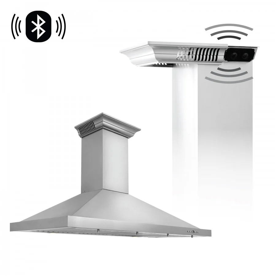 ZLINE 48 in. Stainless Steel Wall Range Hood with Built-in CrownSound® Bluetooth Speakers, KBCRN-BT-48 - Cheap Abt