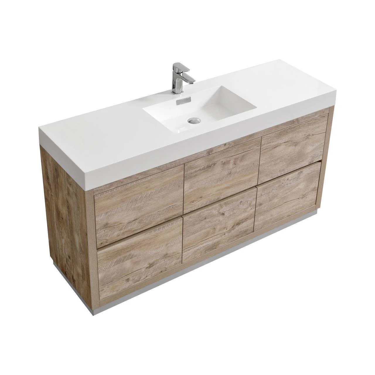 KubeBath Bliss 60 in. Single Sink Free Standing Modern Bathroom Vanity - Nature Wood, FMB60S-NW - Cheap Abt