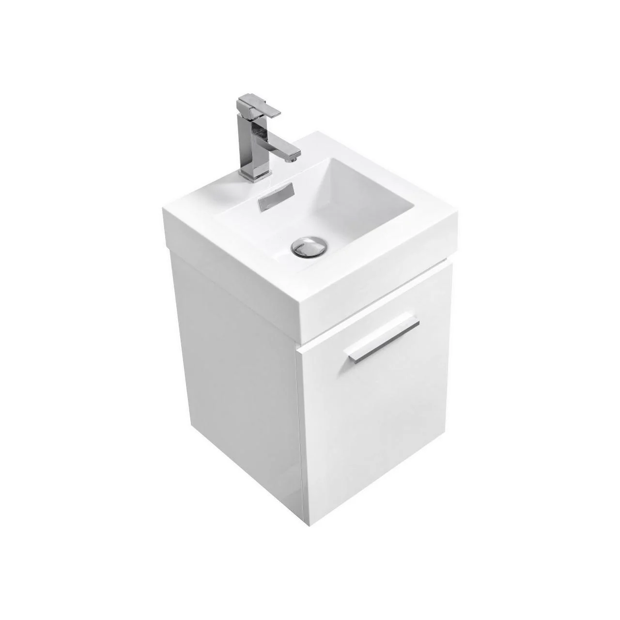 Bliss 16 in. Wall Mount Modern Bathroom Vanity - High Gloss White - Cheap Abt
