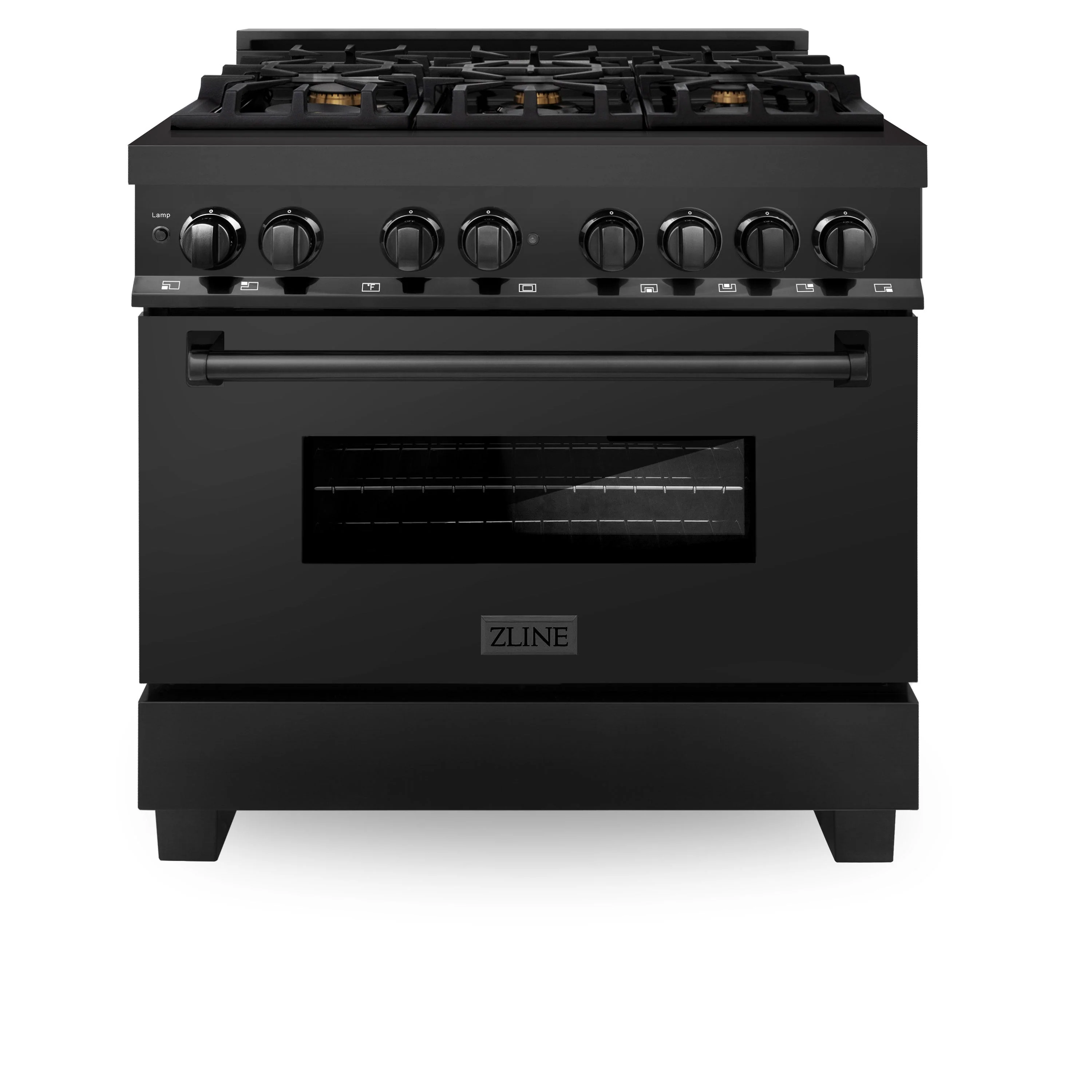 ZLINE 36 in. Professional Gas Burner/Electric Oven in Black Stainless Steel with Brass Burners, RAB-BR-36 - Cheap Abt