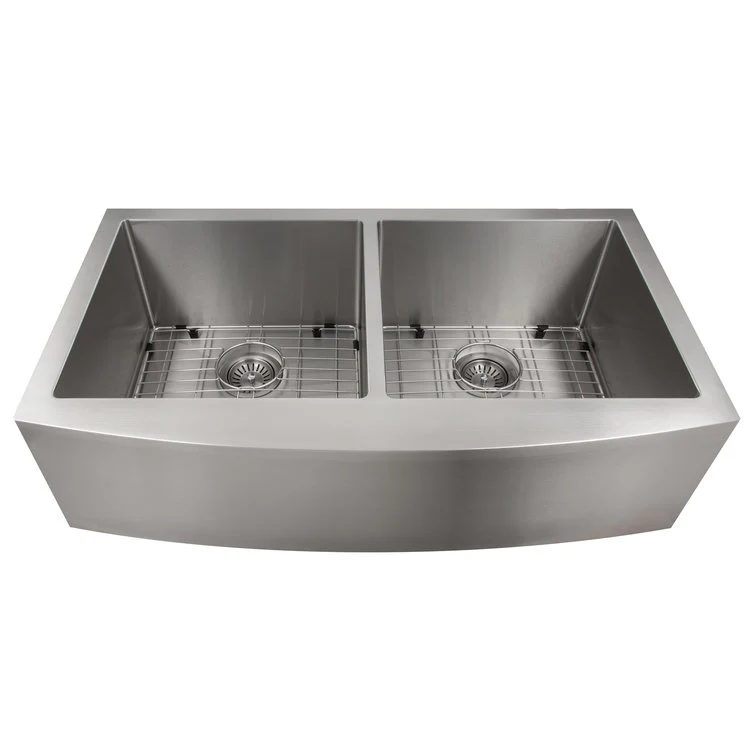 ZLINE 36 in. Niseko Farmhouse Apron Mount Double Bowl Stainless Steel Kitchen Sink with Bottom Grid, SA50D-36 - Cheap Abt