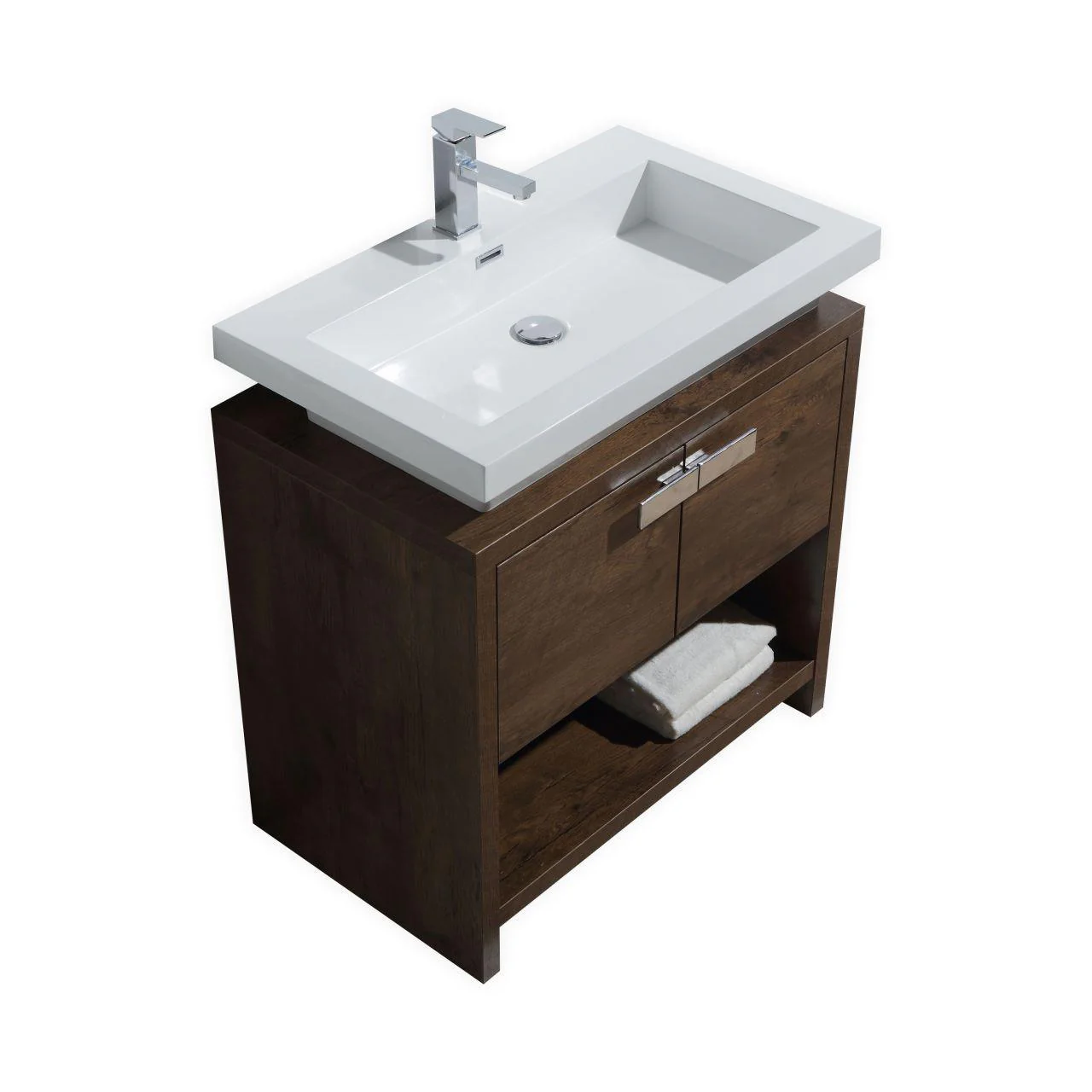 KubeBath Levi 32 in. Modern Bathroom Vanity w/ Cubby Hole - Rose Wood, L800RW - Cheap Abt