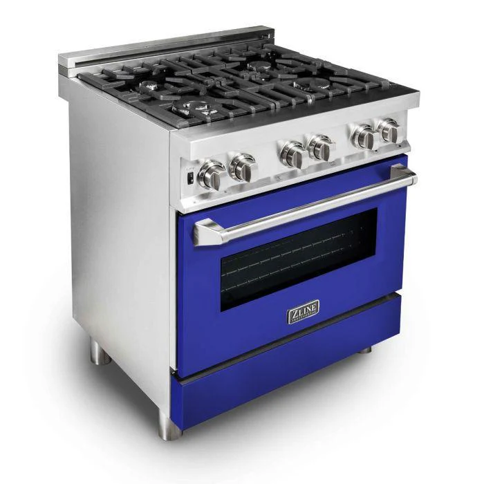 ZLINE 30 in. Professional Gas Burner/Electric Oven Stainless Steel Range with Blue Matte Door, RA-BM-30 - Cheap Abt