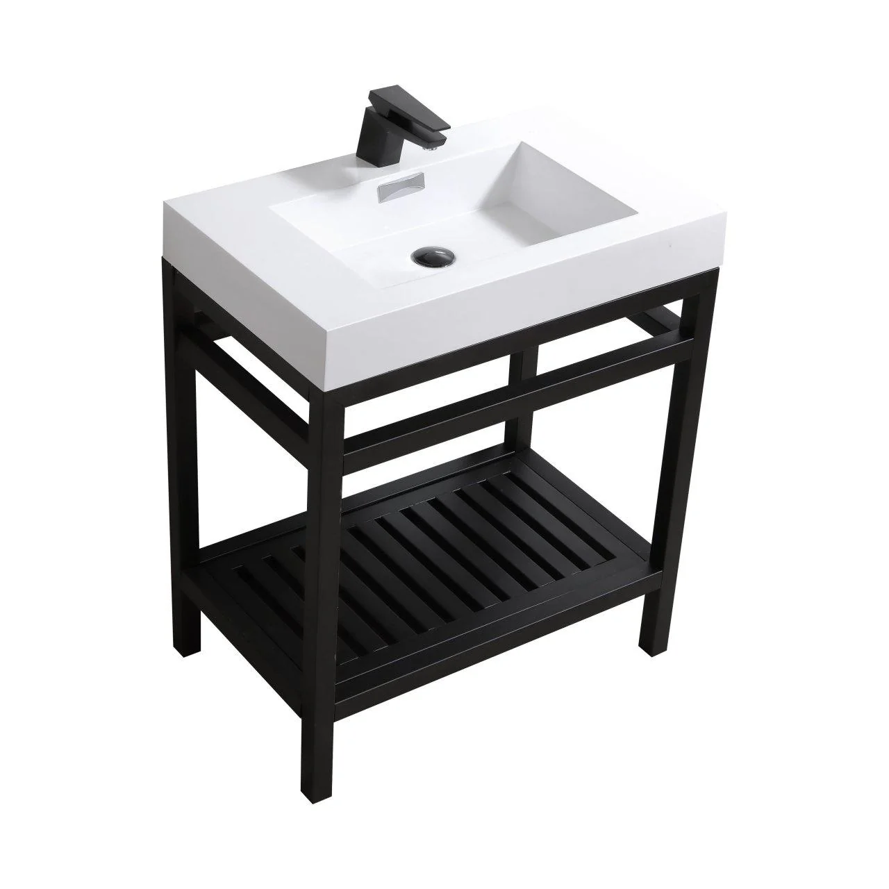 KubeBath Cisco 30 in. Stainless Steel Console with Acrylic Sink - Matte Black, AC30-BK - Cheap Abt