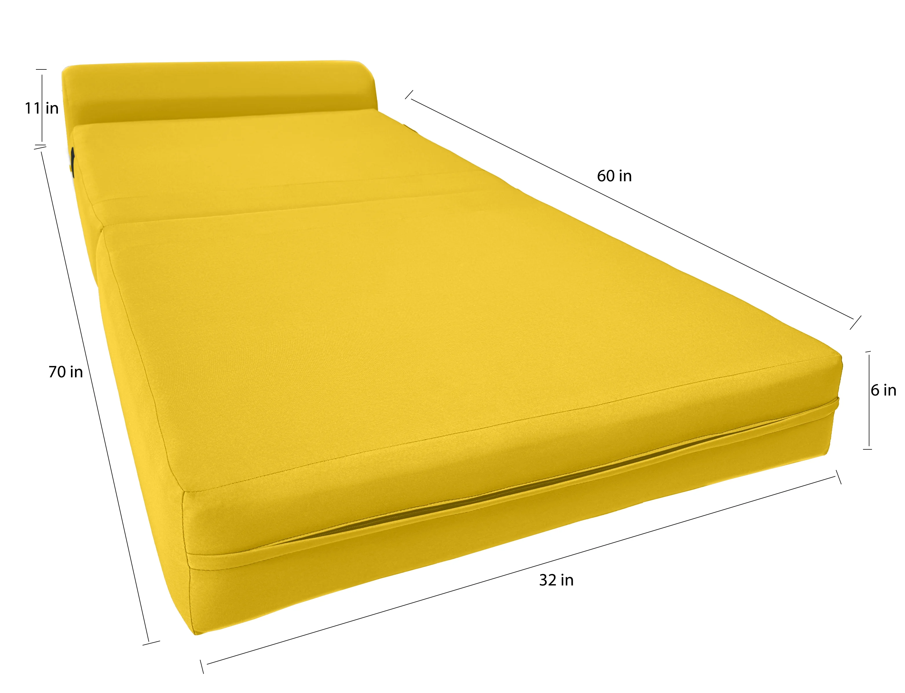 Yellow Sleeper Chair Folding Foam Beds. Portable Studio Sofa Guest Bed. 6 x 32 x 70 - Cheap Abt