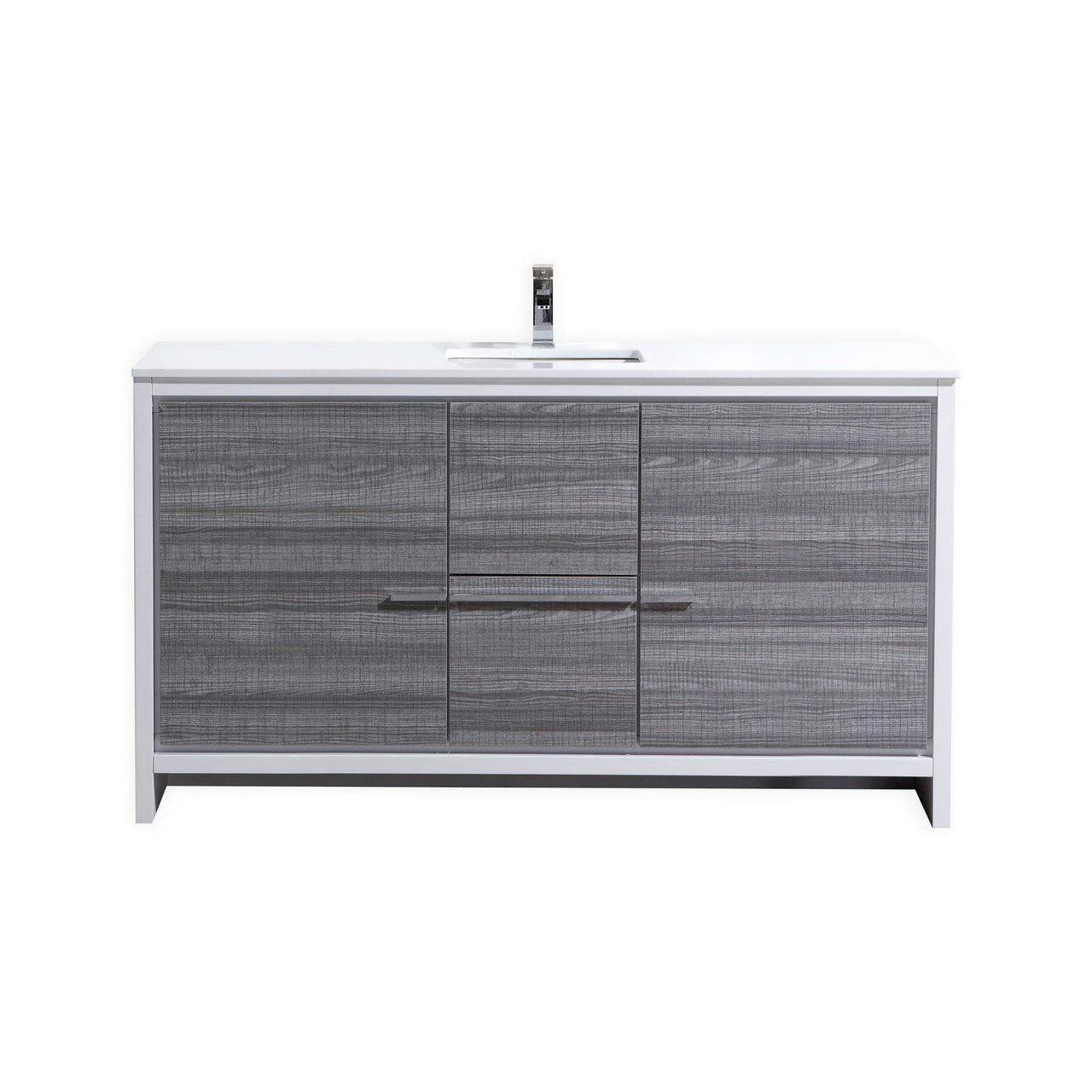 KubeBath Dolce 60 in. Modern Bathroom Vanity with White Quartz Counter Top - Ash Gray, AD660SHG - Cheap Abt