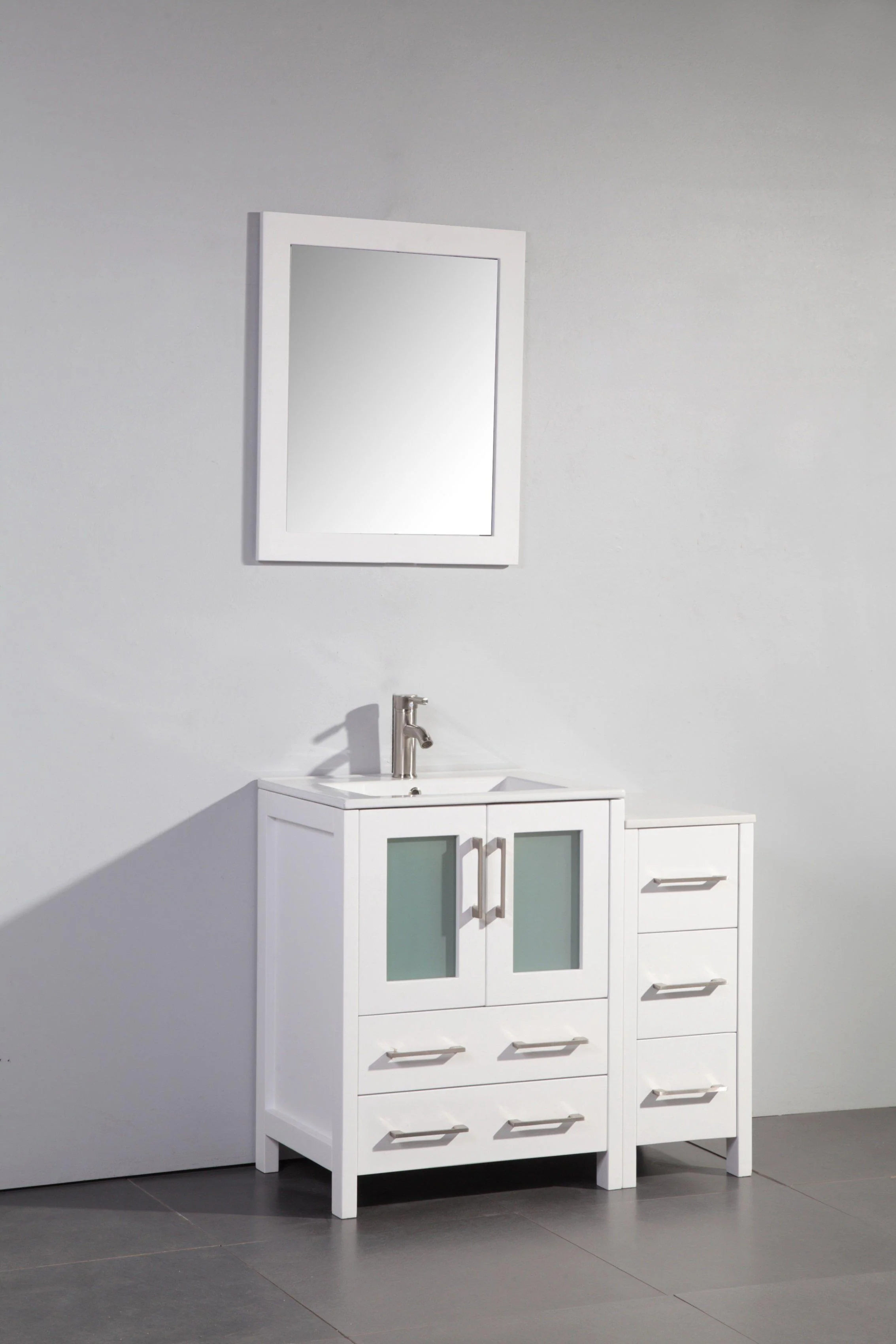 Vanity Art 36 in. Single Sink Vanity Cabinet with Ceramic Sink & Mirror - White, VA3024-36W - Cheap Abt