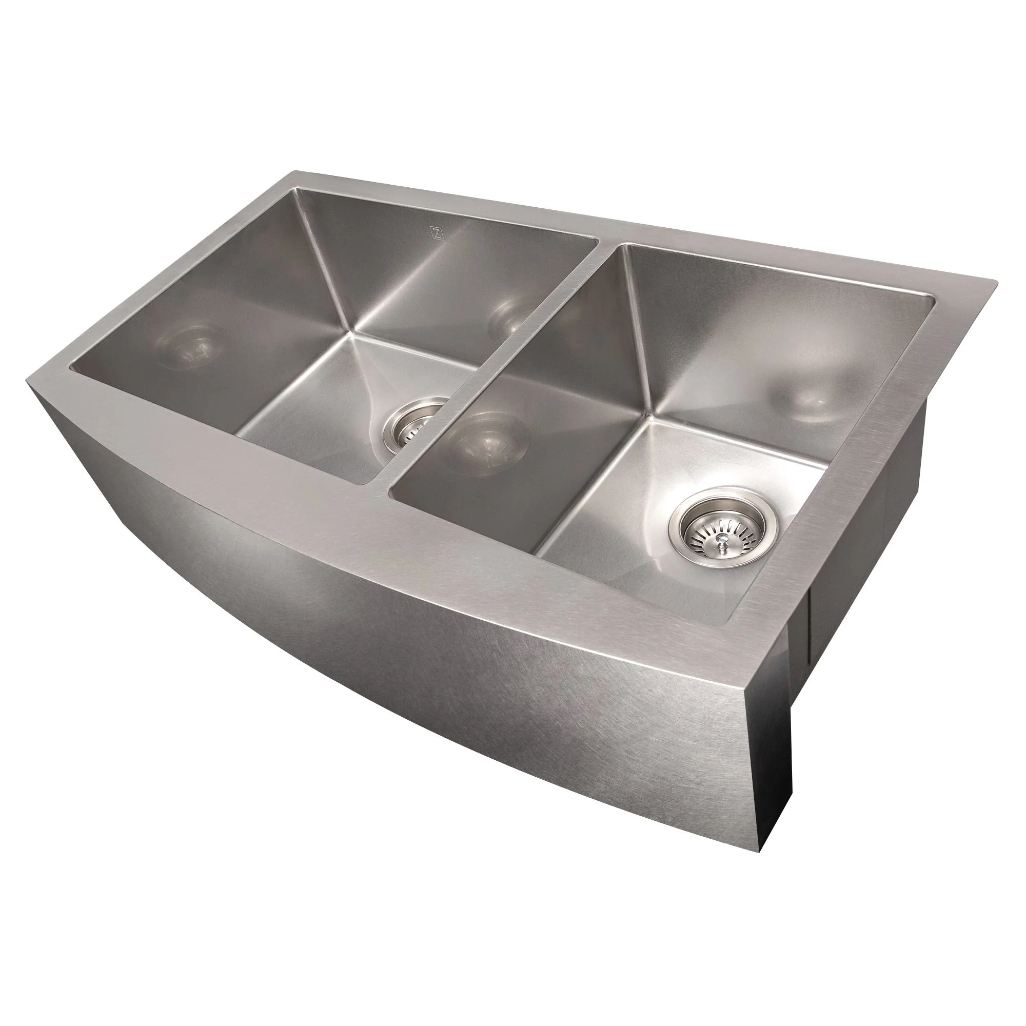 ZLINE 36 in. Courchevel Farmhouse Apron Mount Double Bowl DuraSnow® Stainless Steel Kitchen Sink with Bottom Grid, SA60D-36S - Cheap Abt