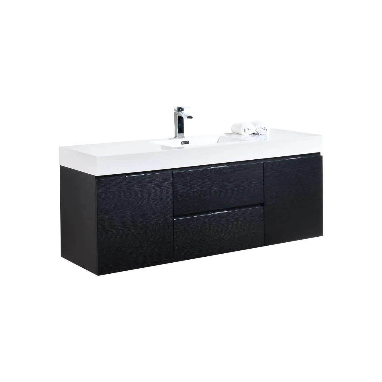 KubeBath Bliss 60 in. Single Sink Wall Mount Modern Bathroom Vanity - Black, BSL60S-BK - Cheap Abt