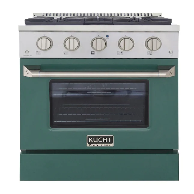 Kucht Professional 30 in. 4.2 cu ft. Natural Gas Range with Green Door and Silver Knobs, KNG301-G - Cheap Abt