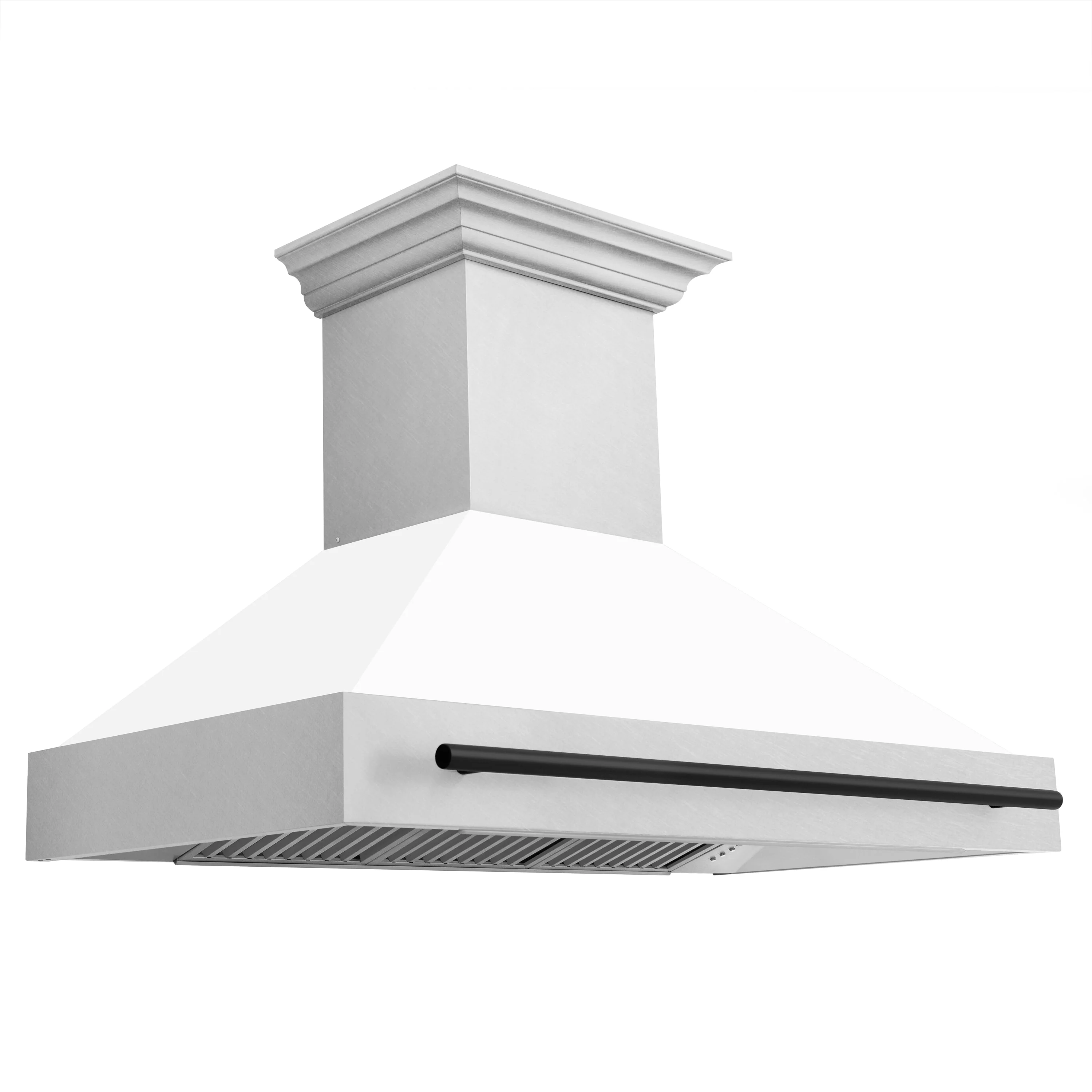 ZLINE Autograph 48 Inch DuraSnow® Stainless Steel Range Hood with White Matte Shell and Matte Black Handle, 8654SNZ-WM48-MB - Cheap Abt