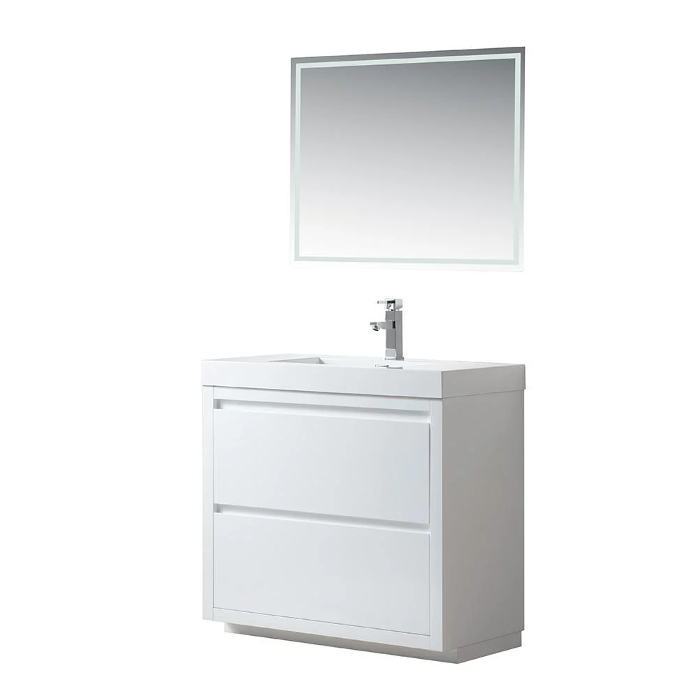 Vanity Art Single-Sink Bathroom Vanity With Resin Top, 36 in., VA6036WF - Cheap Abt