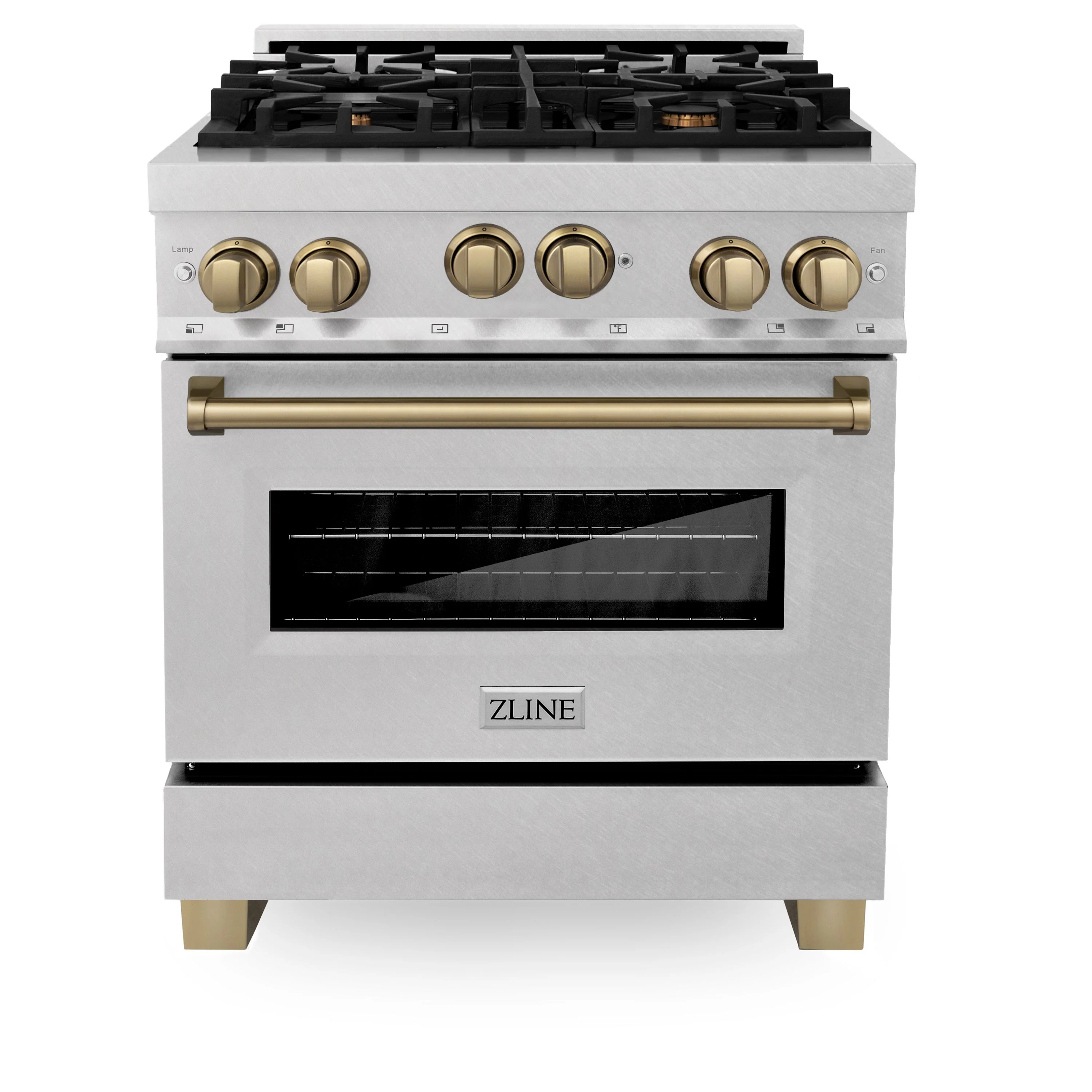 ZLINE Autograph Edition 30 in. 4.0 cu. ft. Range with Gas Burner and Gas Oven in DuraSnow Stainless Steel with Champagne Bronze Accents, RGSZ-SN-30-CB - Cheap Abt