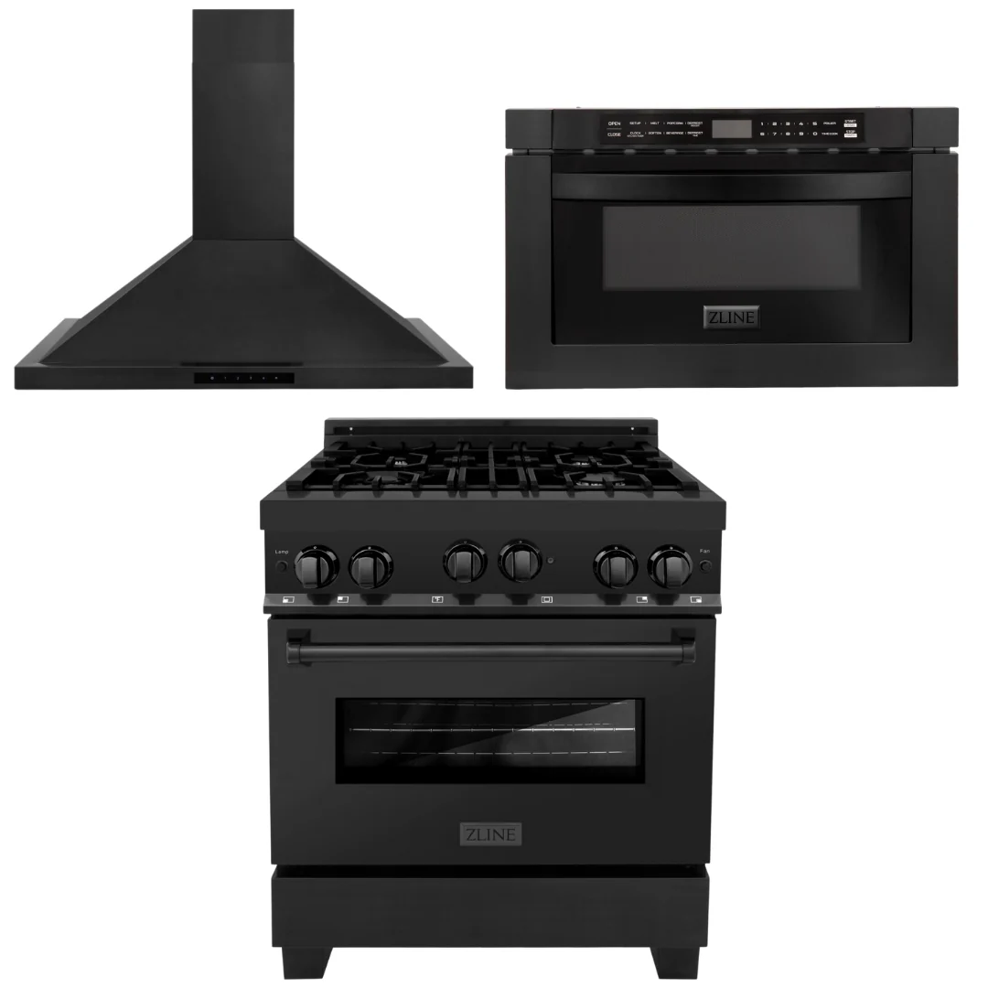 ZLINE Appliance Package - 30 in. Gas Range, Range Hood & Microwave Appliance Package, 3KP-RGBRBRH30-MW - Cheap Abt