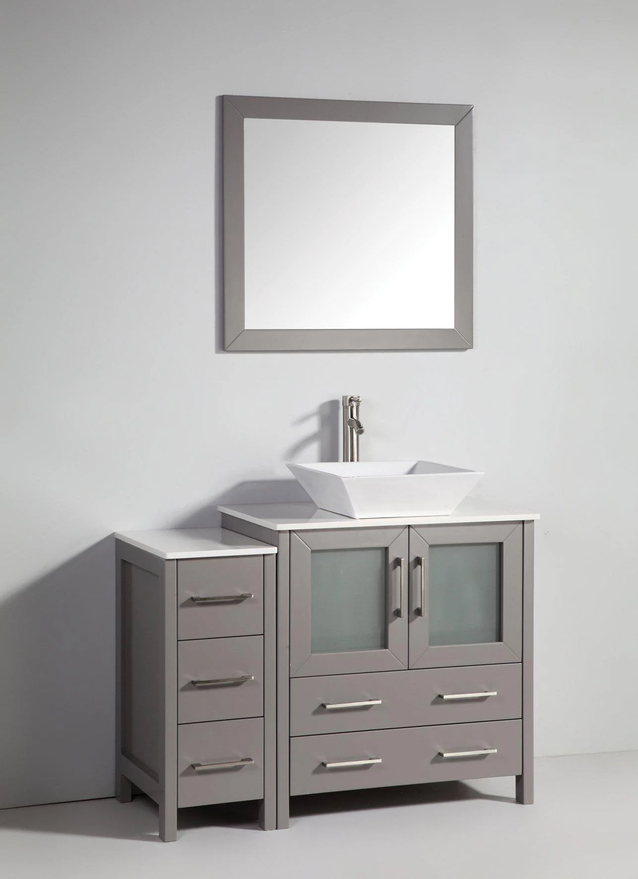 Vanity Art 42 in. Single Sink Vanity Cabinet with Ceramic Vessel Sink & Mirror - Grey, VA3130-42G - Cheap Abt