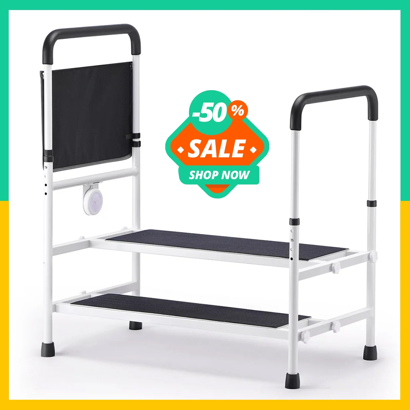 GreenChief Bed Step Stool. Bed Rails for Elderly. Adjustable Height Bed Assist Frame with LED Sensor Light. 450 Pounds Weight Capacity - Cheap Abt