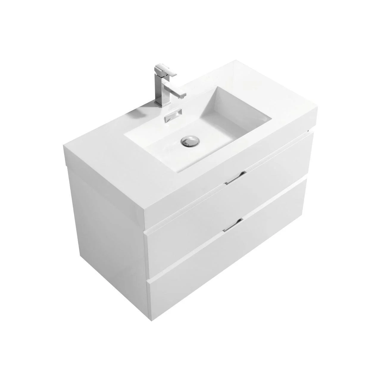Bliss 36 in. Wall Mount Modern Bathroom Vanity - High Gloss White - Cheap Abt