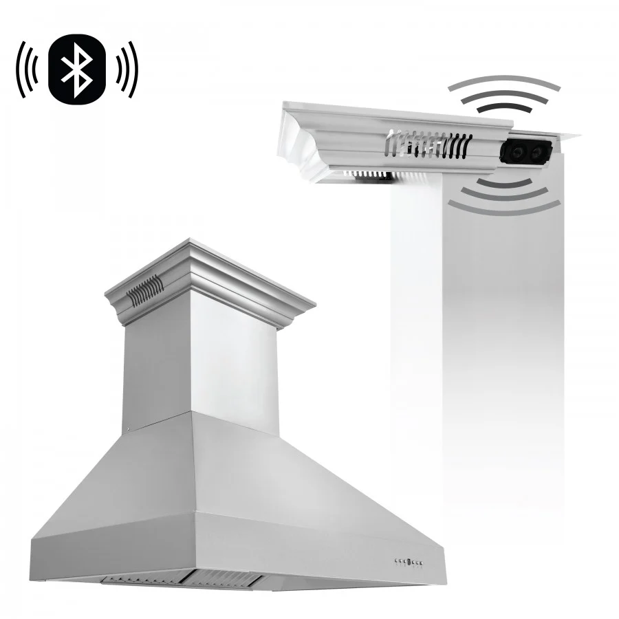 ZLINE 30 in. Stainless Steel Wall Range Hood with Built-in CrownSound® Bluetooth Speakers, 667CRN-BT-30 - Cheap Abt