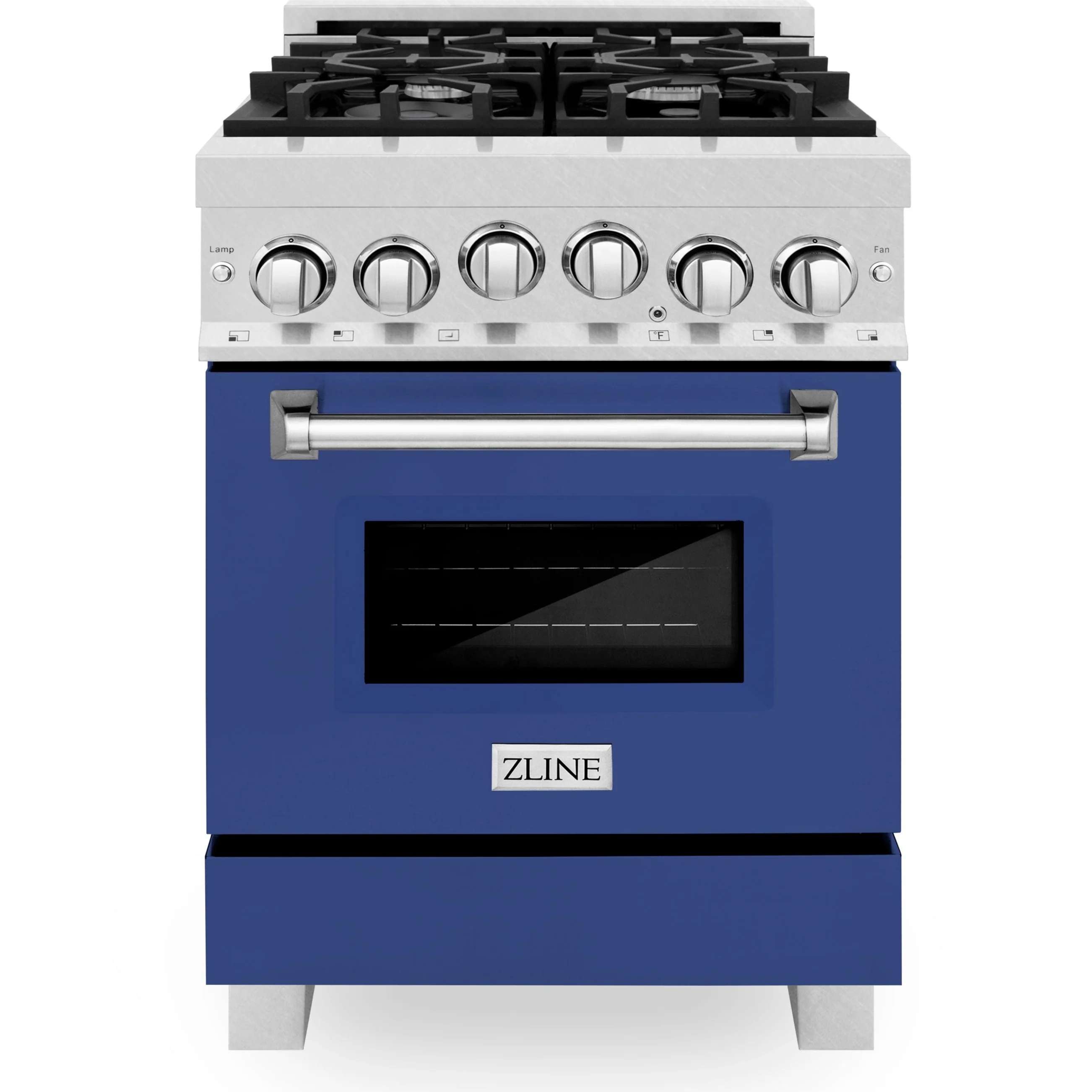 ZLINE 24 Inch Gas Range in DuraSnow® Stainless Steel and Blue Matte Door, RGS-BM-24 - Cheap Abt