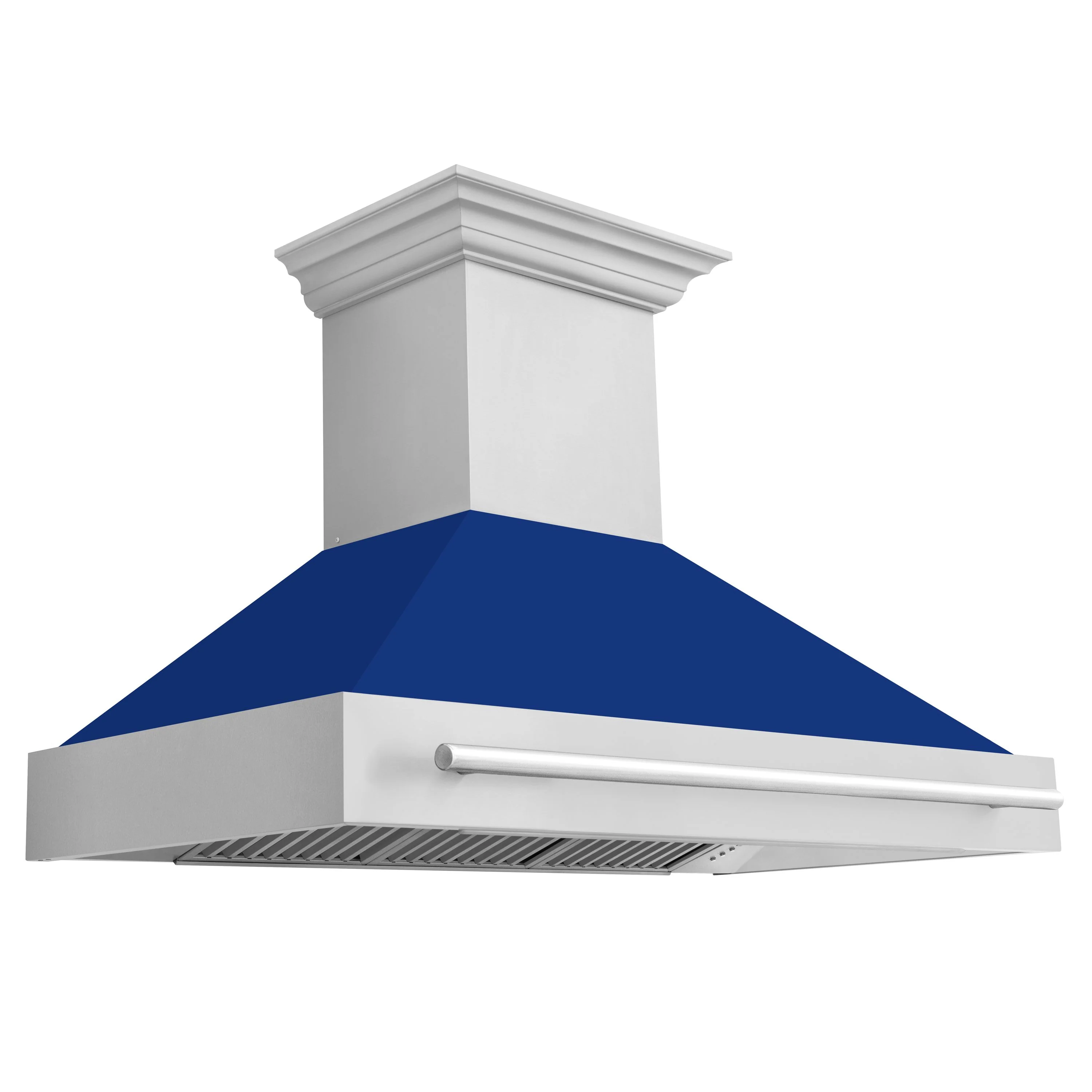 ZLINE 48 In. Stainless Steel Range Hood with Blue Gloss Shell and Stainless Steel Handle, 8654STX-BG-48 - Cheap Abt