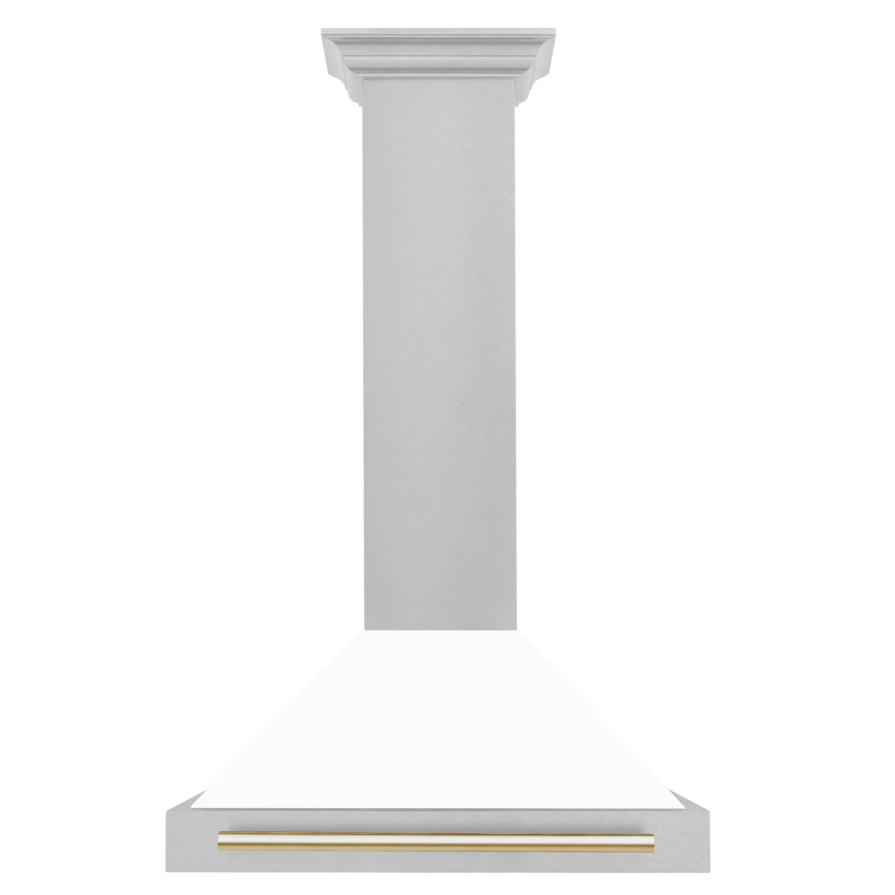 ZLINE 30 In Autograph Edition DuraSnow® Stainless Steel Range Hood with White Matte Shell and Gold Handle, KB4SNZ-WM30-G - Cheap Abt