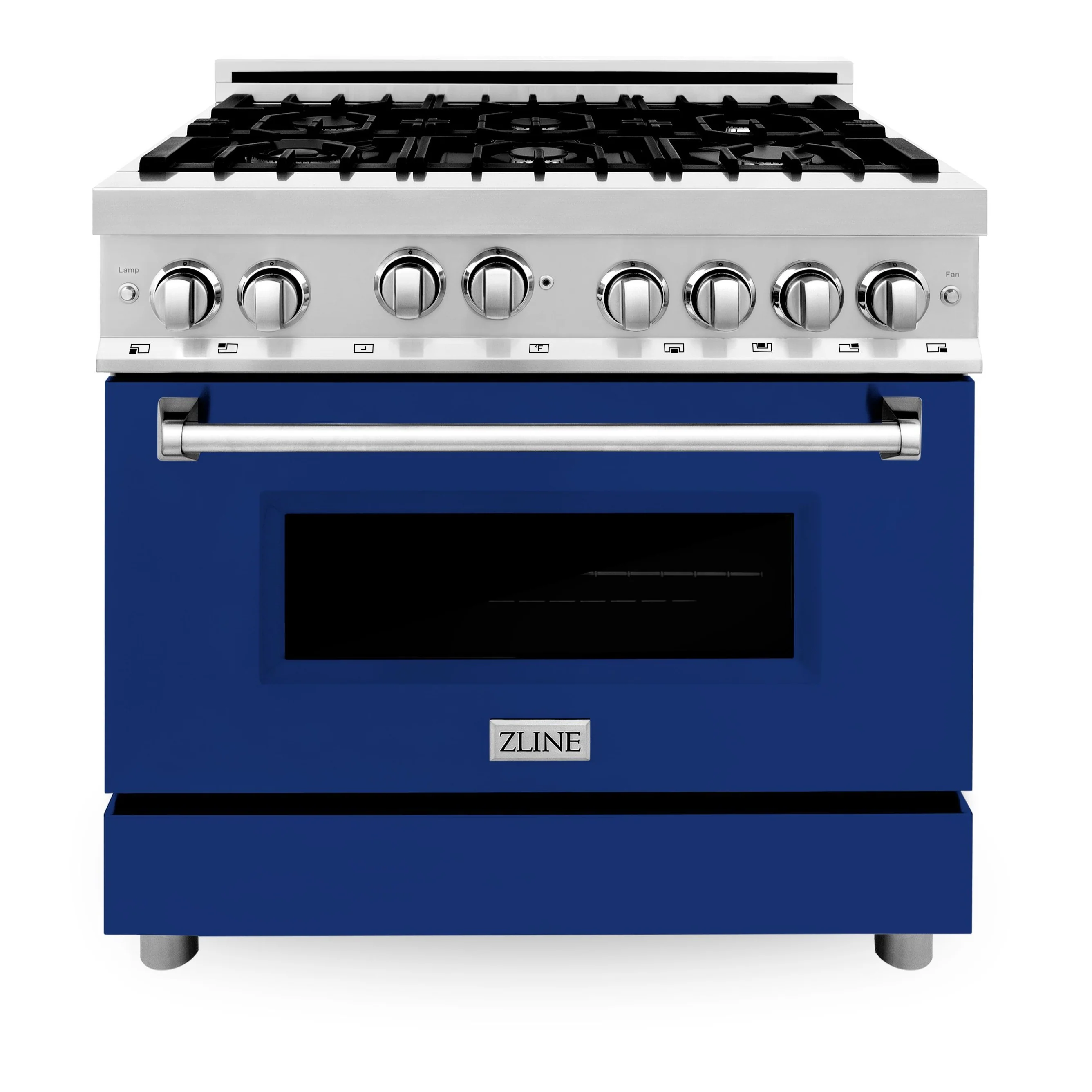 ZLINE 36 inch Professional Gas Range in Stainless Steel with Blue Gloss Door, RG-BG-36 - Cheap Abt