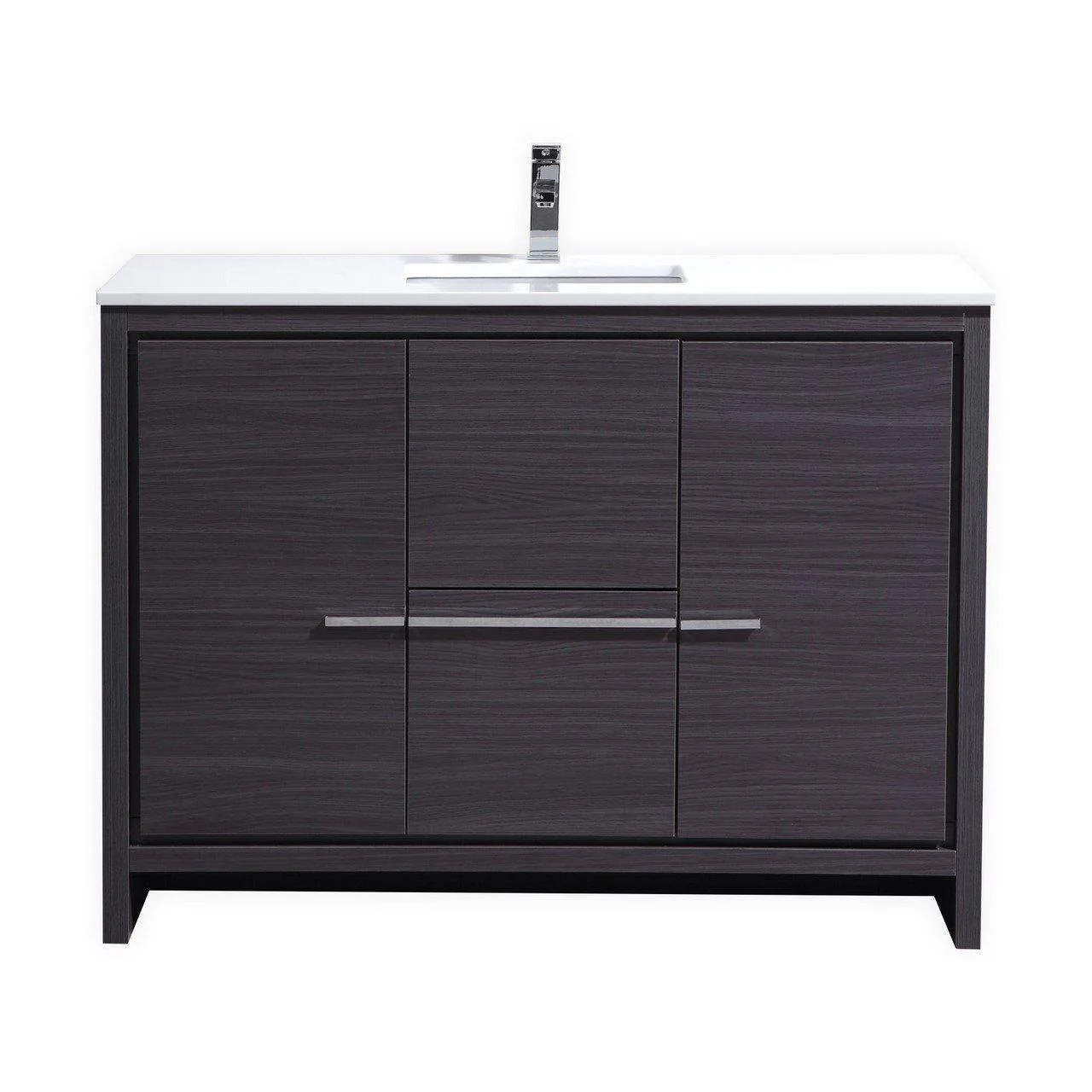 KubeBath Dolce 48 in. Modern Bathroom Vanity with White Quartz Counter Top - Gray Oak, AD648SWB - Cheap Abt