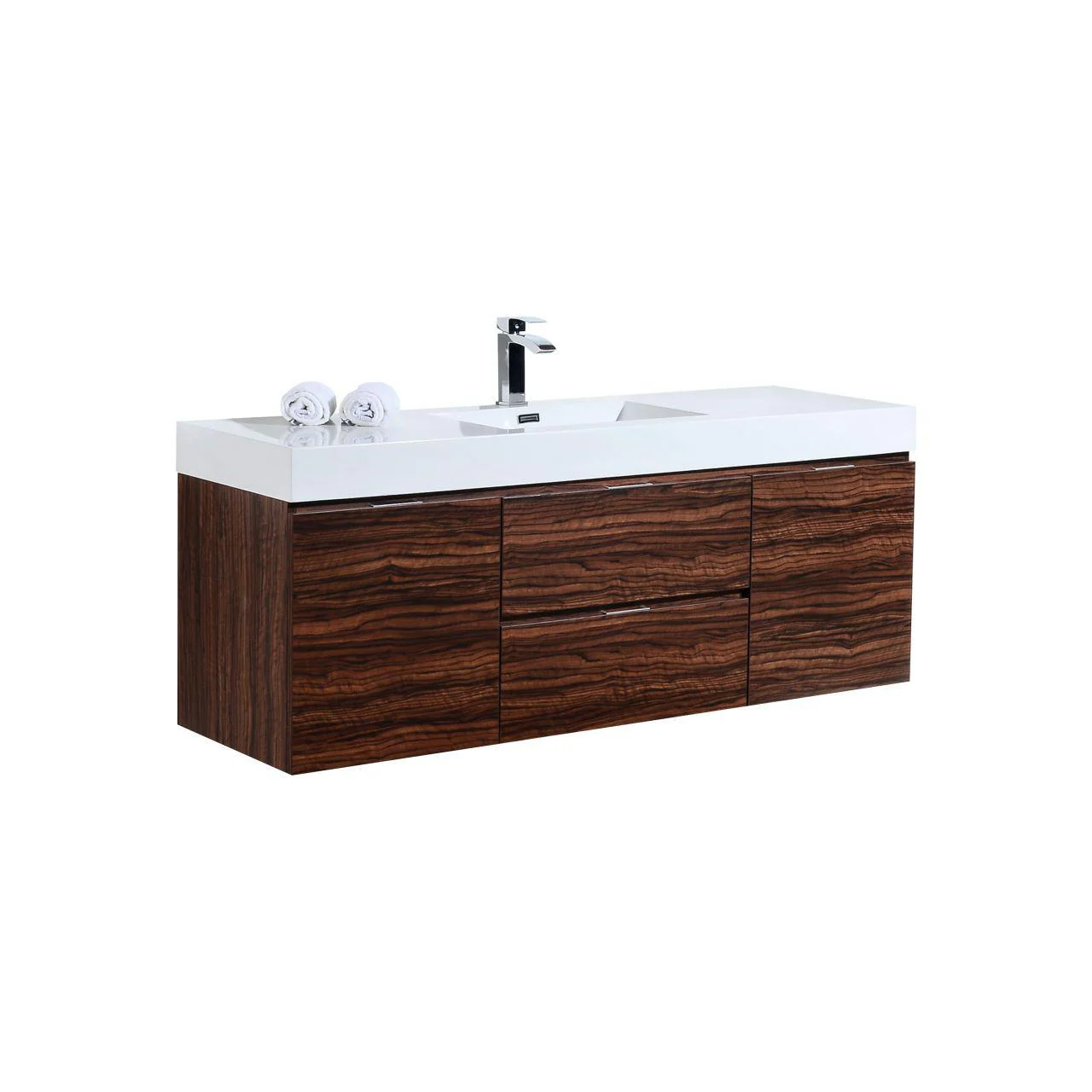 KubeBath Bliss 60 in. Single Sink Wall Mount Modern Bathroom Vanity - Walnut, BSL60S-WNT - Cheap Abt