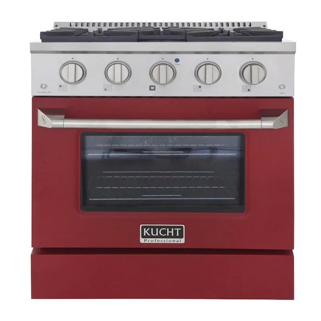 Kucht Professional 30 in. 4.2 cu ft. Natural Gas Range with Red Door and Silver Knobs, KNG301-R - Cheap Abt