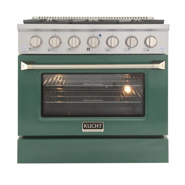 Kucht Professional 36 in. 5.2 cu ft. Natural Gas Range with Green Door and Silver Knobs, KNG361-G - Cheap Abt