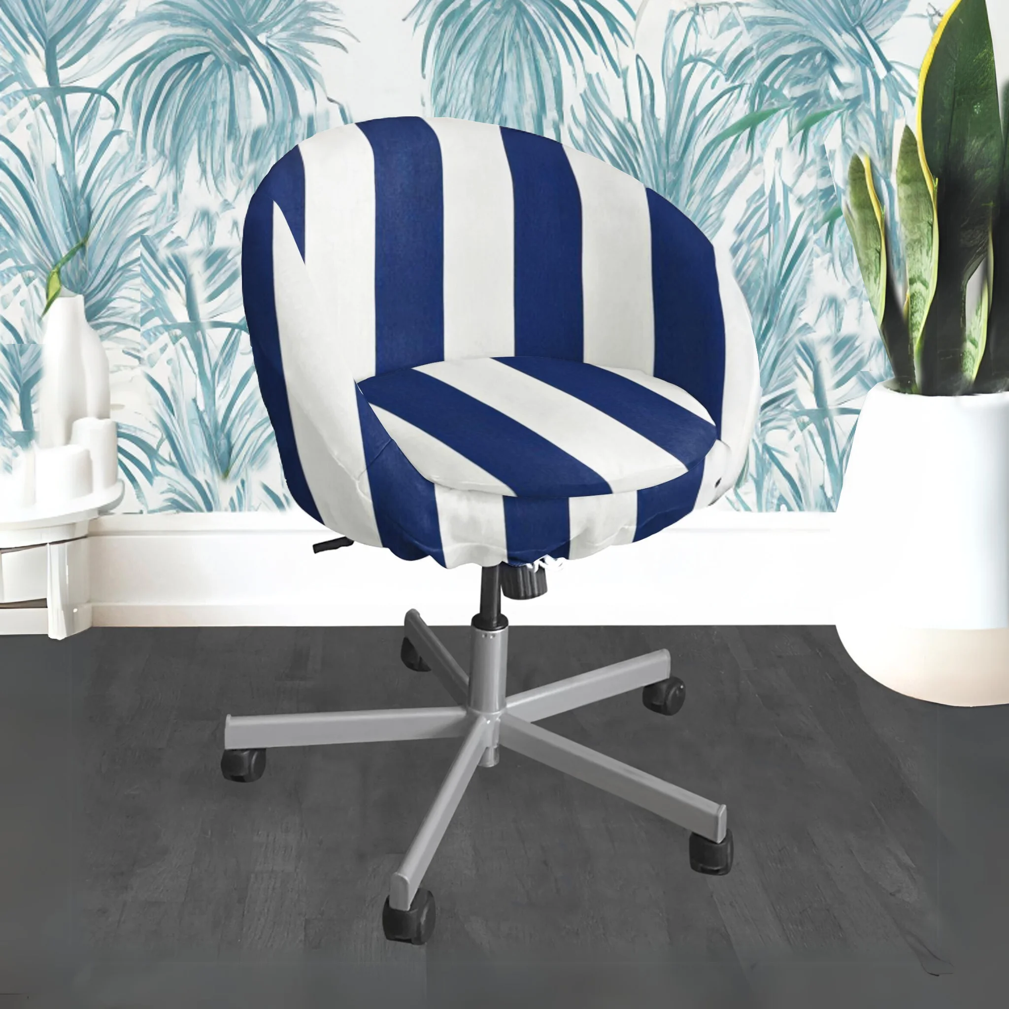 Navy Blue Stripe Chair Slip Cover. Compatible with IKEA SKRUVSTA - Cheap Abt