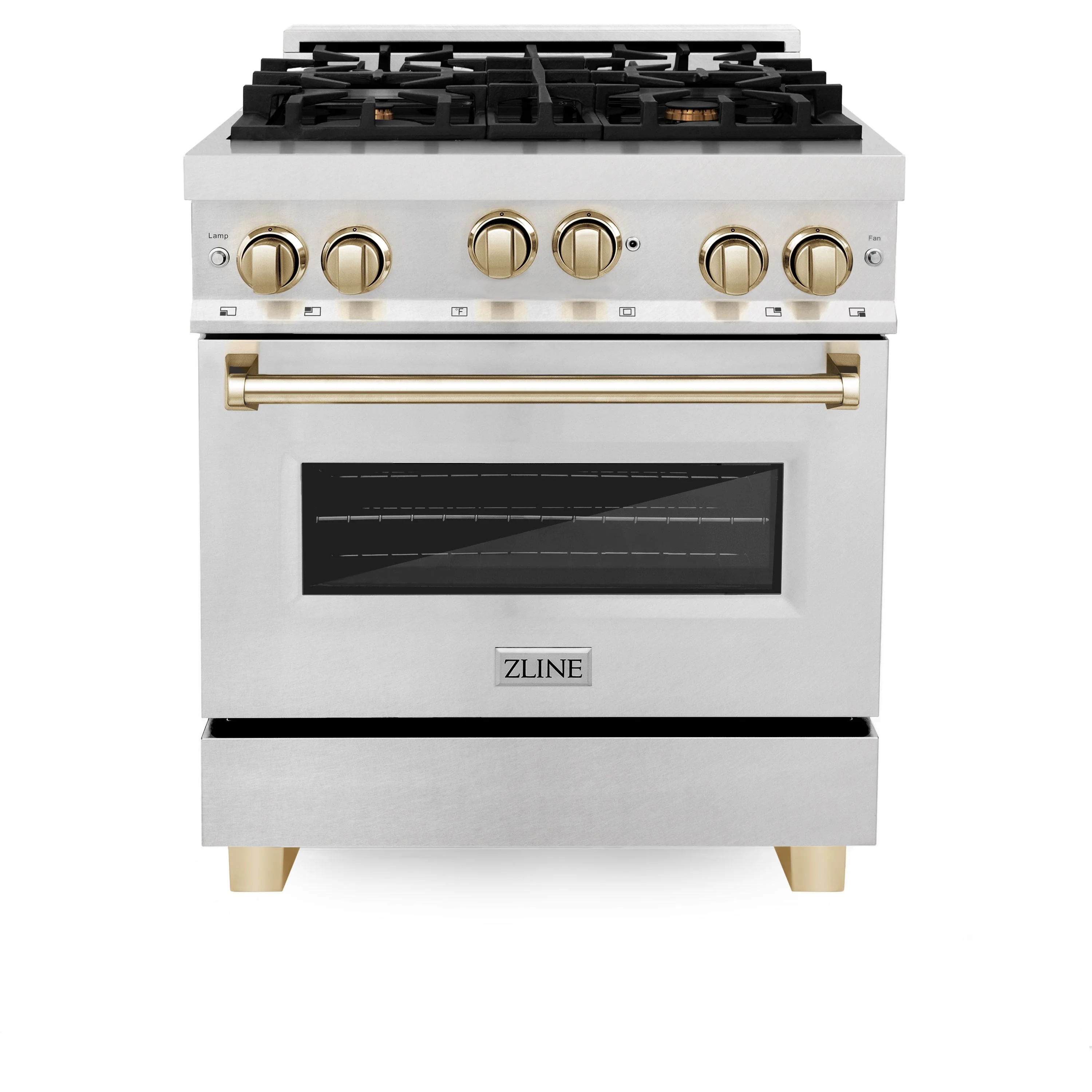 ZLINE 30 Inch Autograph Edition Gas Range in DuraSnow® Stainless Steel with Gold Accents, RGSZ-SN-30-G - Cheap Abt