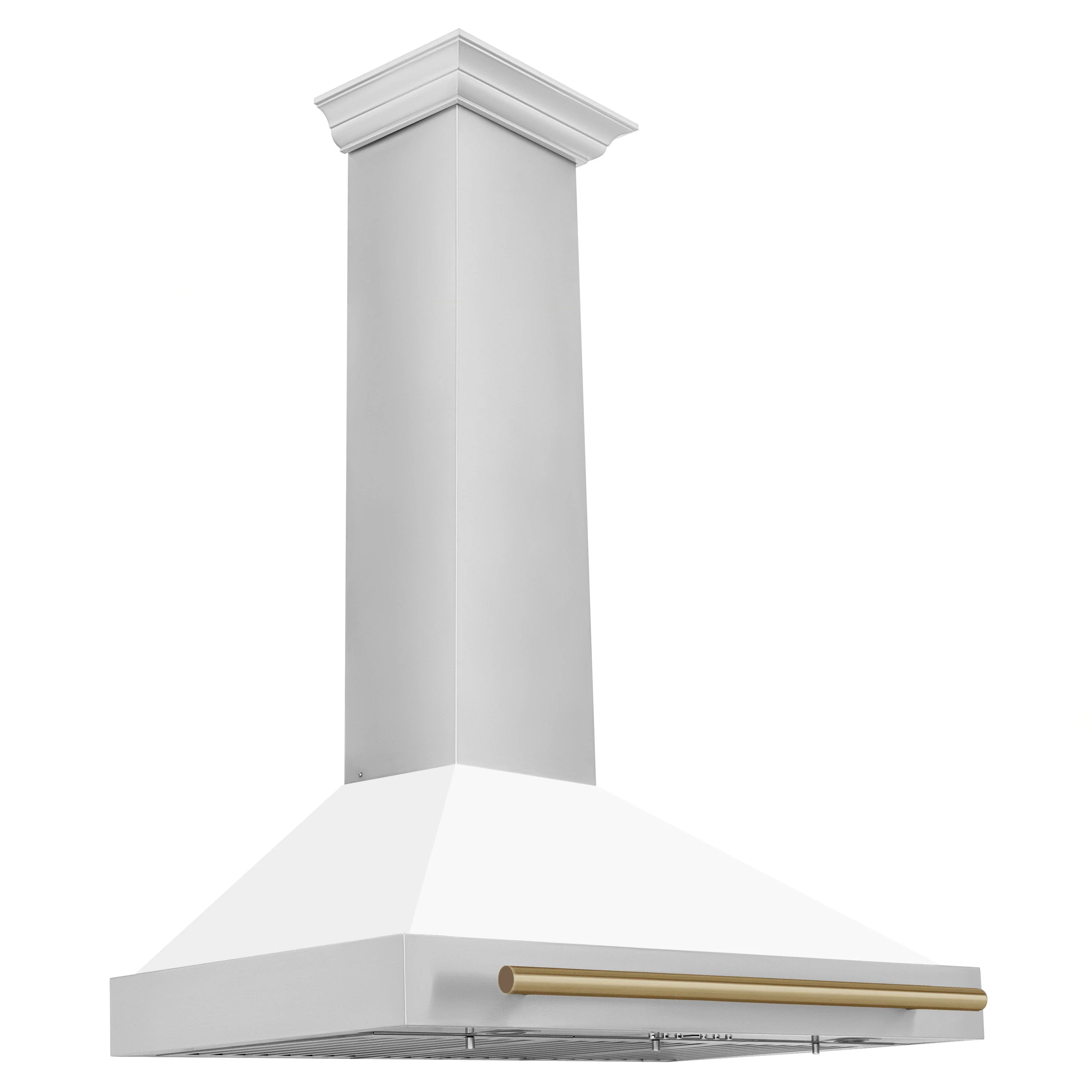 ZLINE 36 Inch Autograph Edition Stainless Steel Range Hood with White Matte Shell and Champagne Bronze Handle, KB4STZ-WM36-CB - Cheap Abt