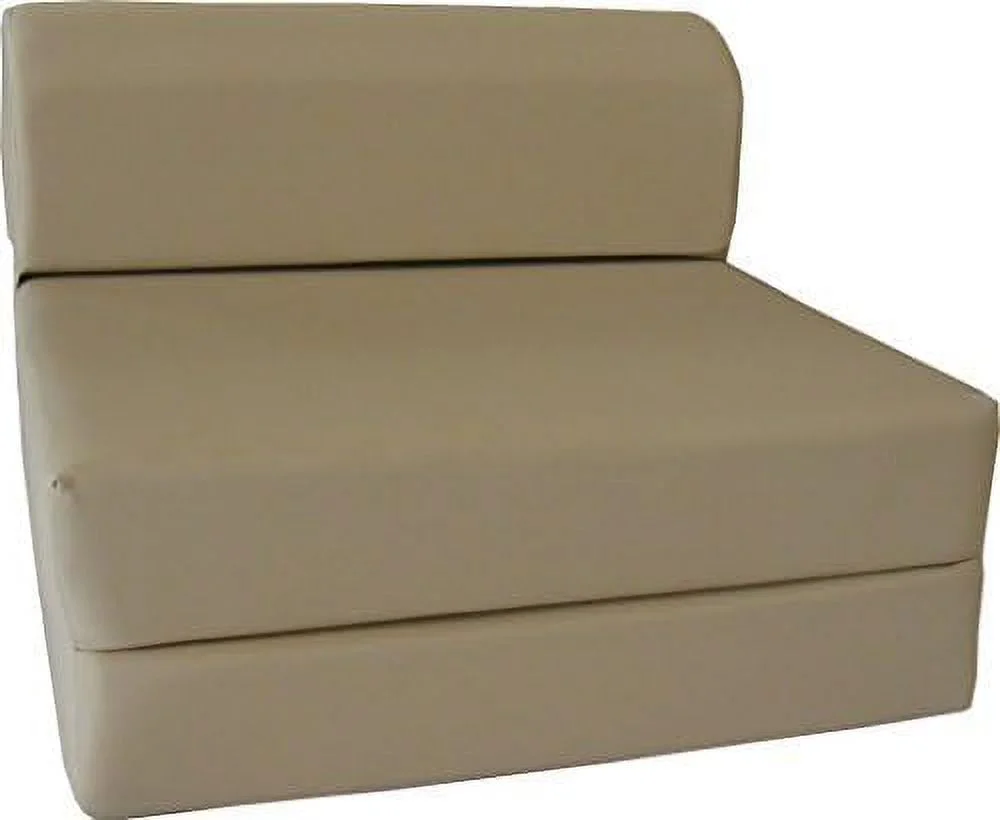 RUNFAYBIU D&D Futon Twin Size Tan Sleeper Chair Folding Foam Bed 6 x 36 x 70 Studio Guest Beds Foam Density 1.8 lb - Cheap Abt