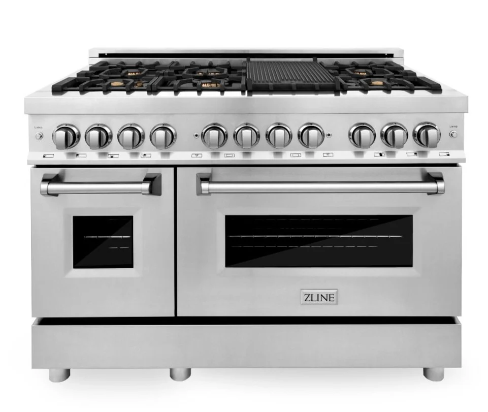 ZLINE 48 in. Professional Gas Burner, Electric Oven Range in Stainless Steel with Brass Burners, RA-BR-48 - Cheap Abt