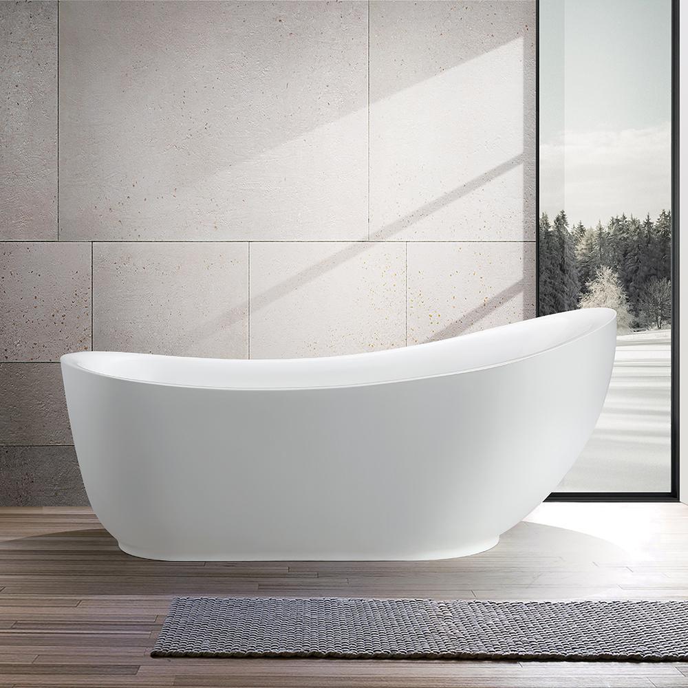 Vanity Art Belfort 71 in. Acrylic Flatbottom Freestanding Bathtub in White, VA6512-L - Cheap Abt