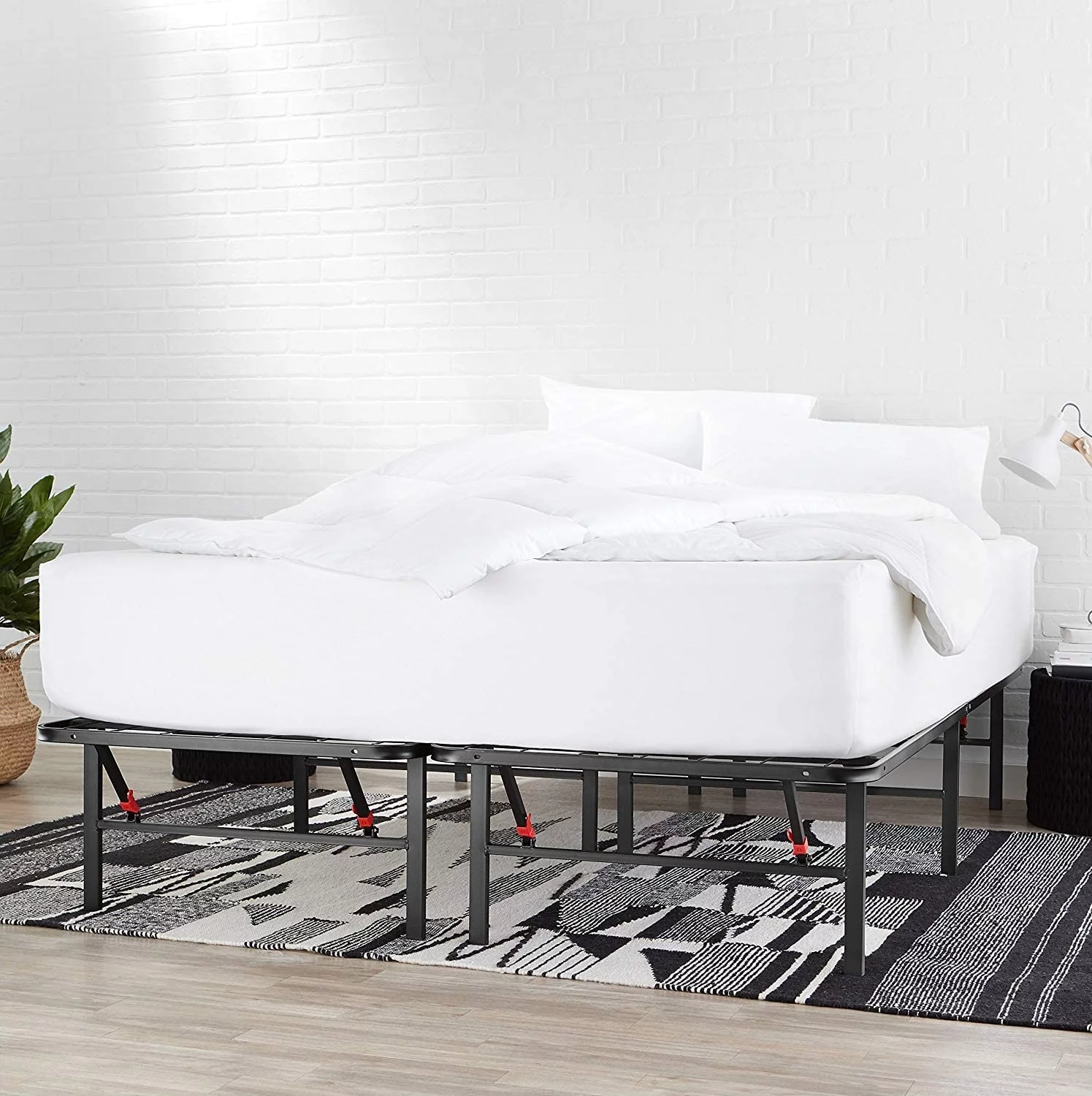 Foldable Metal Platform Bed Frame with Tool Free Setup 14 Inches High Queen Black - Cheap Abt