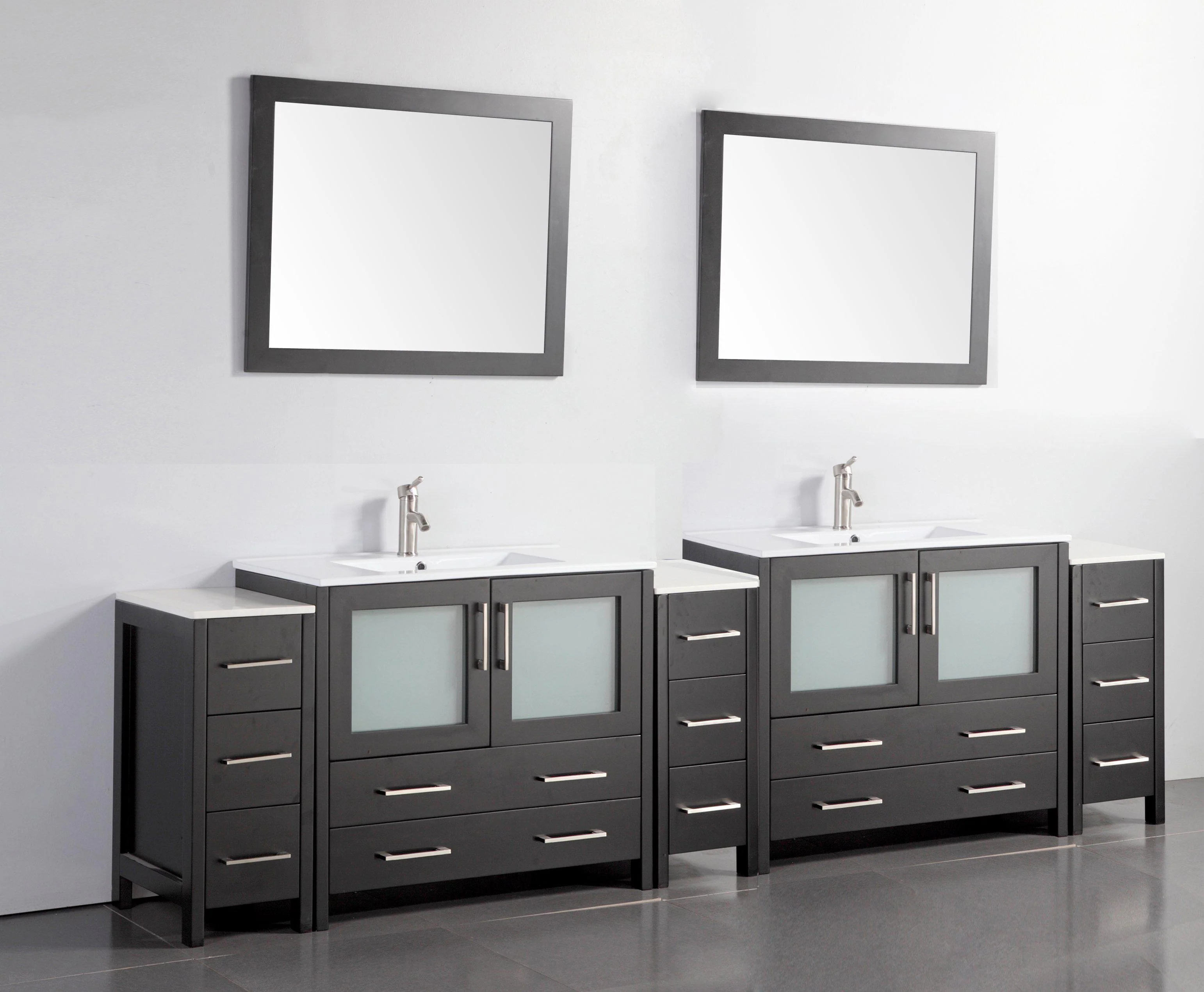 Vanity Art 108 in. Double Sink Vanity Cabinet with Ceramic Sink & Mirror - Espresso, VA3036-108E - Cheap Abt
