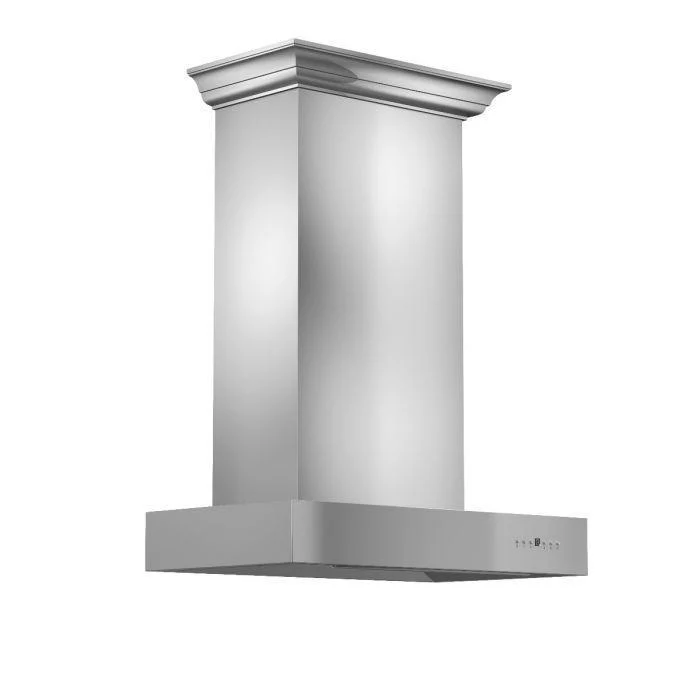 ZLINE 30 In. Convertible Professional Wall Mount Range Hood in Stainless Steel with Crown Molding, KECOMCRN-30 - Cheap Abt