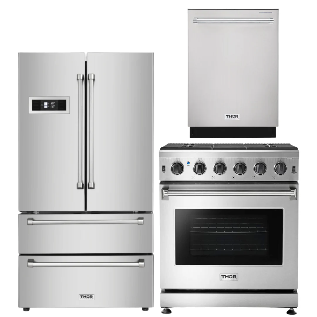 Thor Kitchen 30 in. Propane Gas Range, 36 in. Refrigerator, 24 in. Dishwasher, AP-LRG3001ULP-2 - Cheap Abt