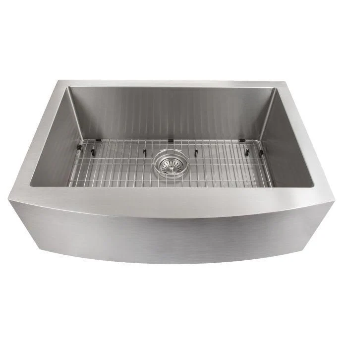 ZLINE 33 in. Vail Farmhouse Apron Mount Single Bowl Stainless Steel Kitchen Sink with Bottom Grid, SAS-33 - Cheap Abt
