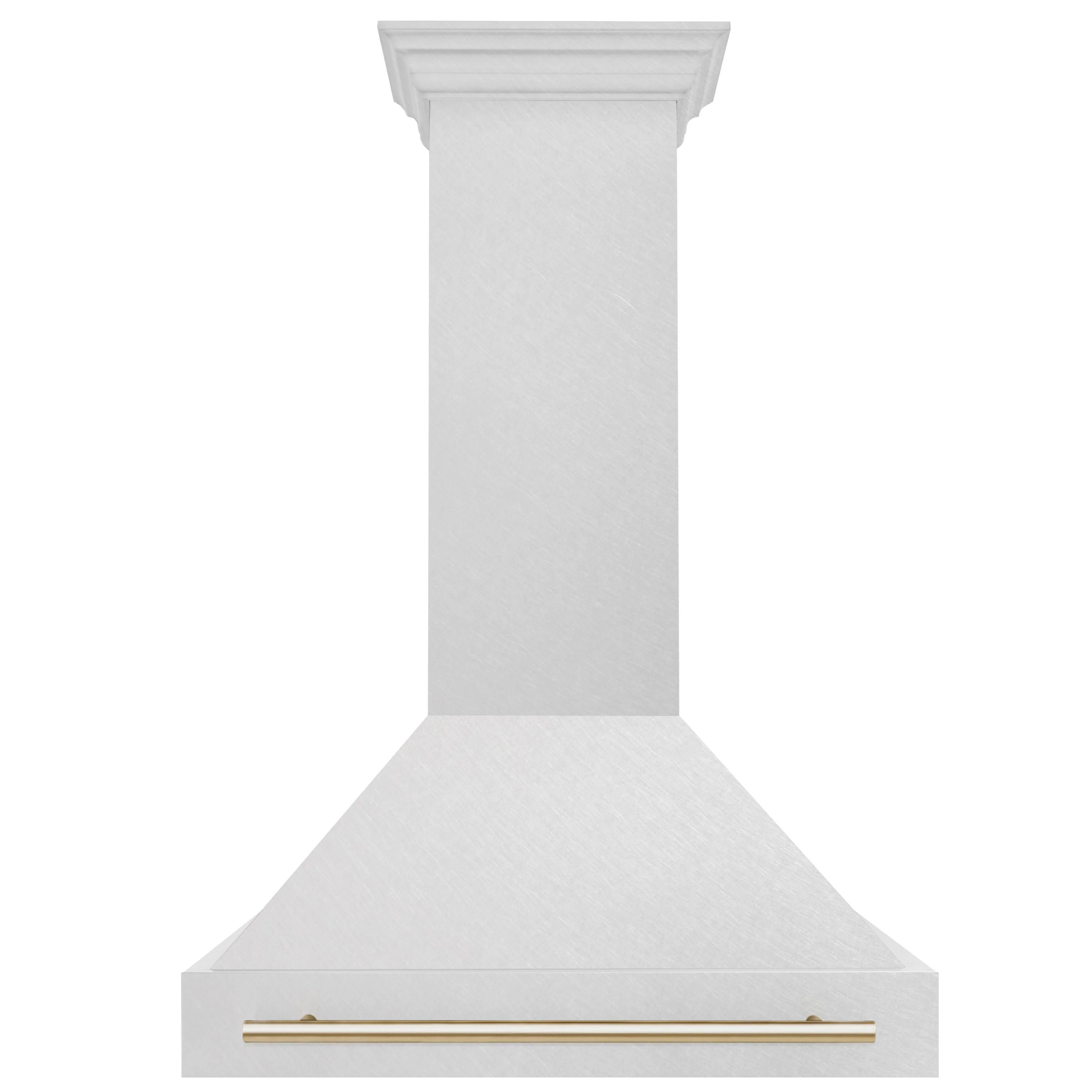 ZLINE Autograph 36 Inch DuraSnow® Stainless Steel Range Hood with DuraSnow® Shell and Gold Handle, 8654SNZ-36-G - Cheap Abt