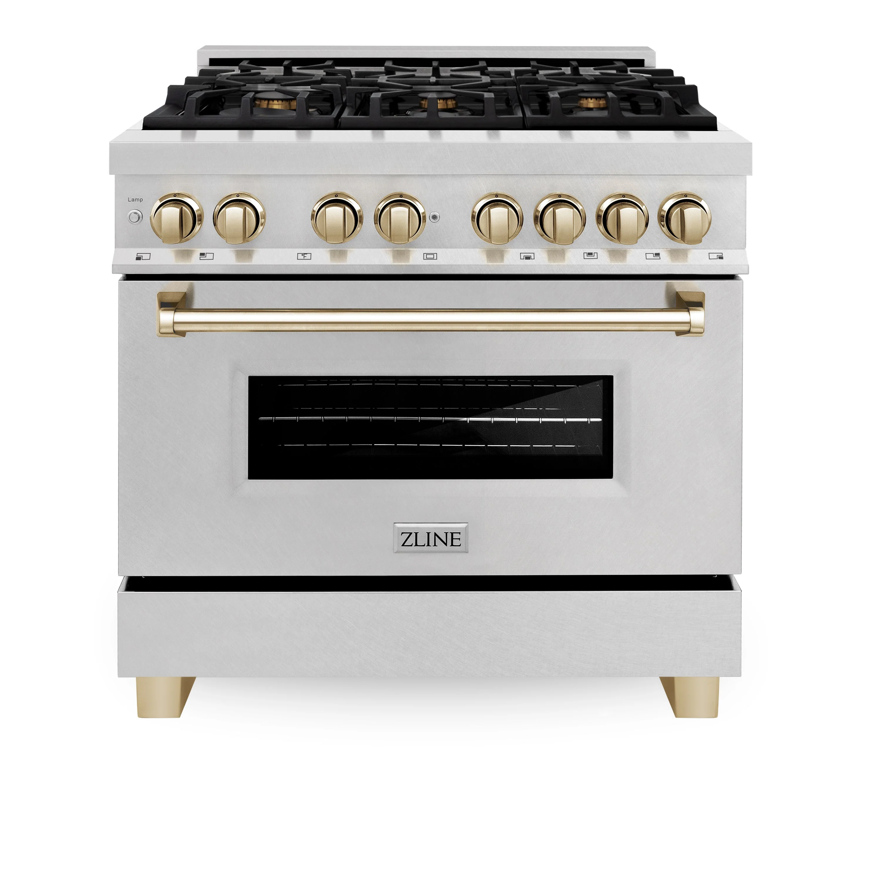 ZLINE Autograph Edition 36 In. Range, Gas Stove and Electric Oven in DuraSnow® Stainless Steel with Gold Accent, RASZ-SN-36-G - Cheap Abt